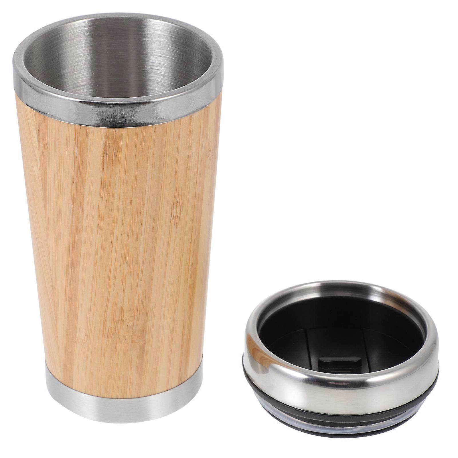 Coffee Mug Leak Proof Portable Insulated Coffee with Bamboo Shell Design for Office 17.5X8.5X8.5CM
