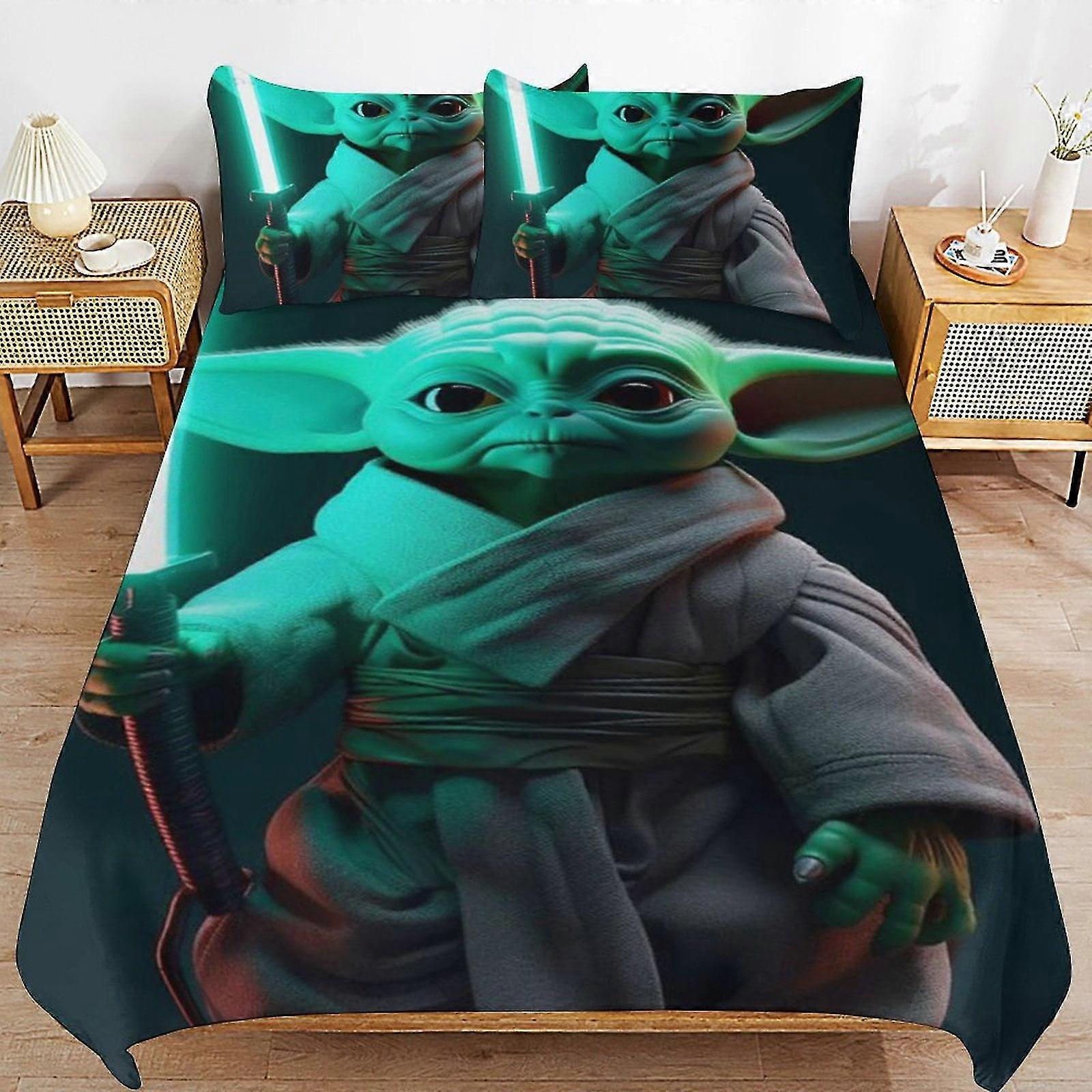 Conjuntos de cama alienígenas para bebês fofos decoração de quarto leve, 1 capa de edredão e 2 travesseiros para crianças 8670