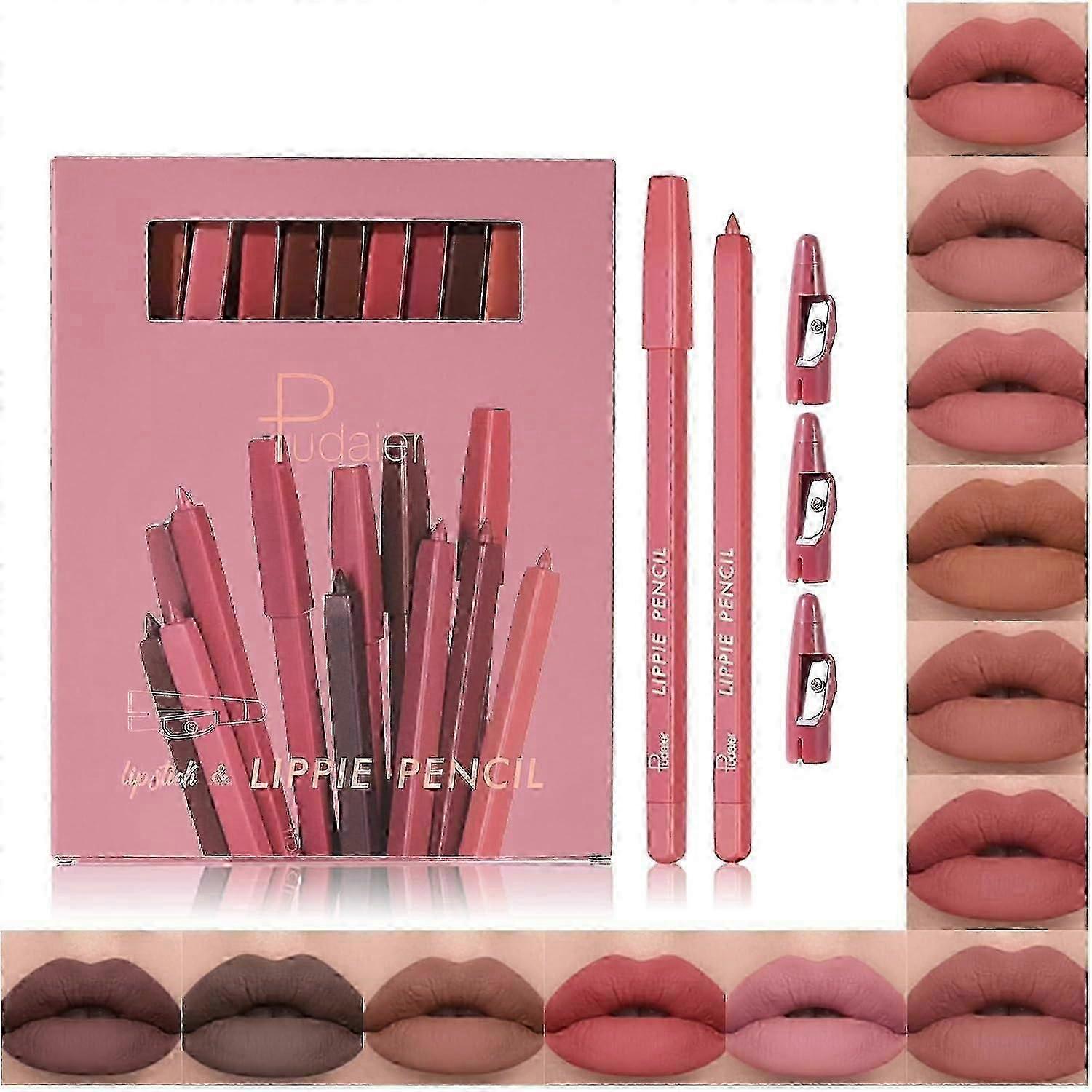 2025New style Matte Lip Liner Set, 12Pcs Matte Lip Liners with Sharpener