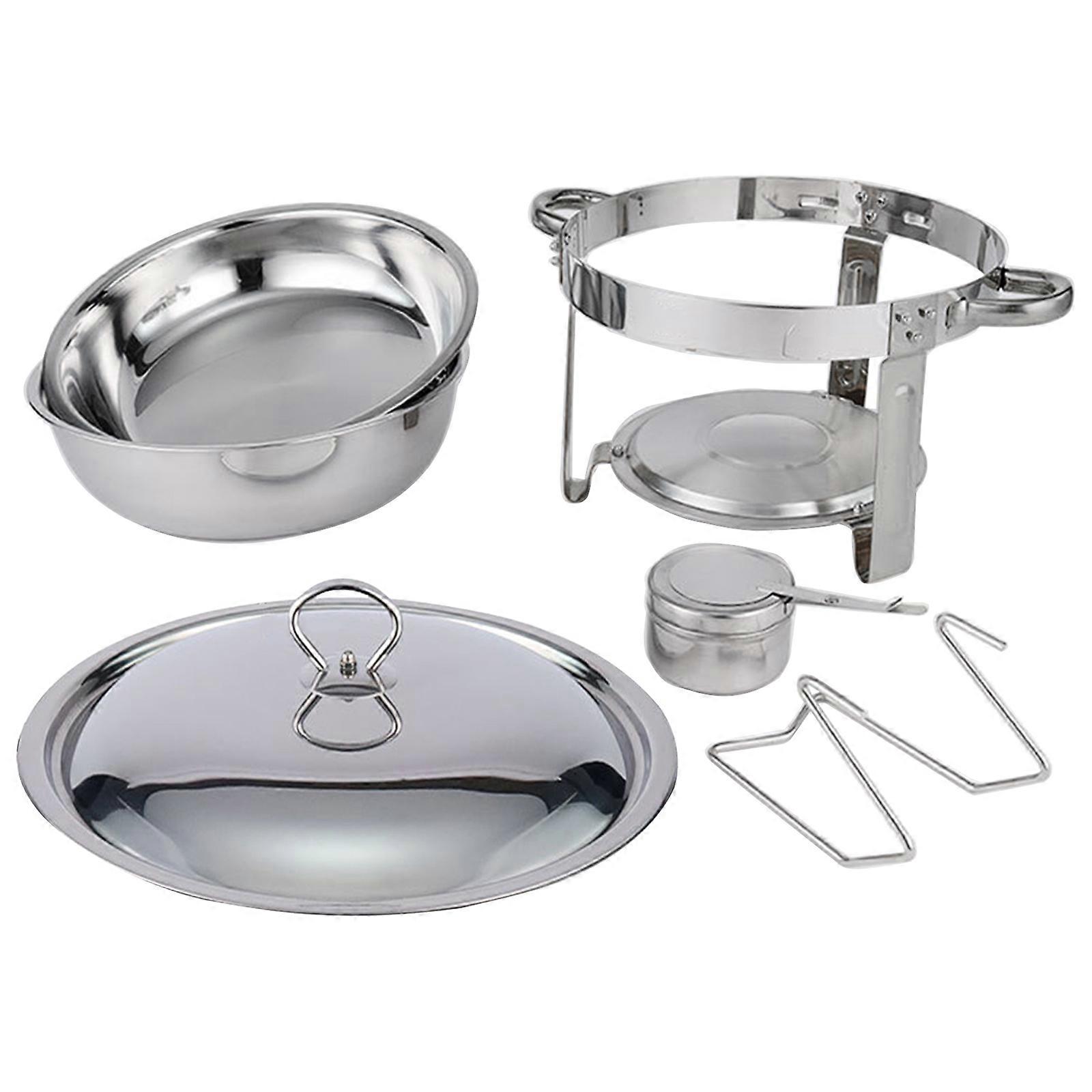 Practical Round Buffets Food Warmers 4.5L Capacity Nonrust Steel Heat Retaining Servers With Secure Lids Serving Dish Multicolor