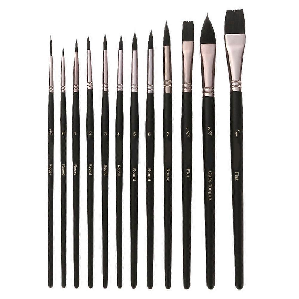 Paint Brush Set 12Pcs Black for Painting Use Featuring Smooth Grip Control