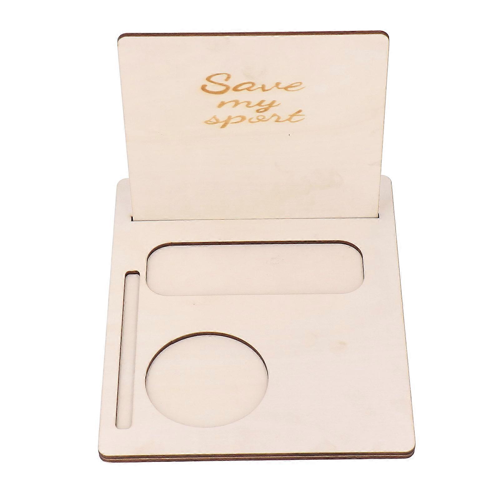 Wood Book Rest Bookcase Wooden Triangular Book Stand with Coffee Drink Holder Engraved Text Bookshelf for Readers