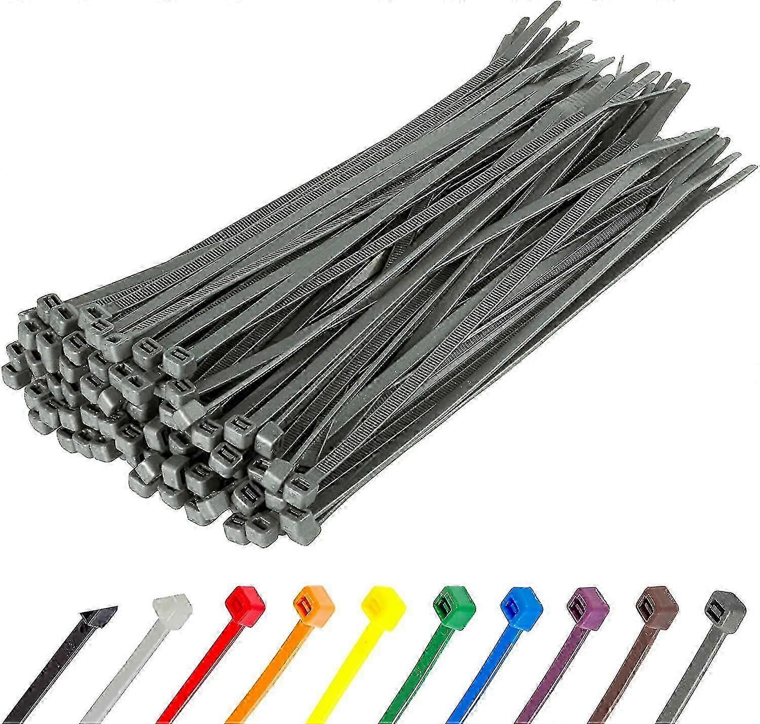 Βαρέων καθηκόντων μακριές ασημένιες γραβάτες καλωδίων, 370mm X 4.8mm, πακέτο των 100, premium νάιλον φερμουάρ