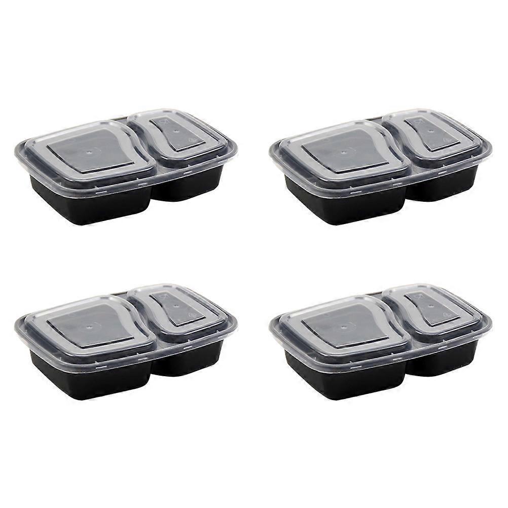 Two-Compartment Disposable Meal Box Black Microwave Freezer Safe Space Saving 20Pcs