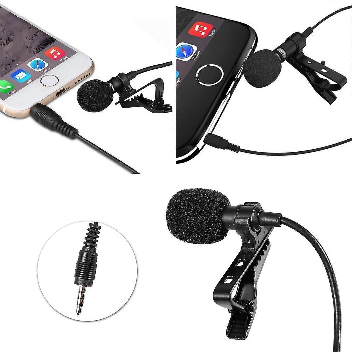 Portable Black Mini Clip Microphone with High Sensitivity for Sound Quality 3.5mm Audio Jack Plug