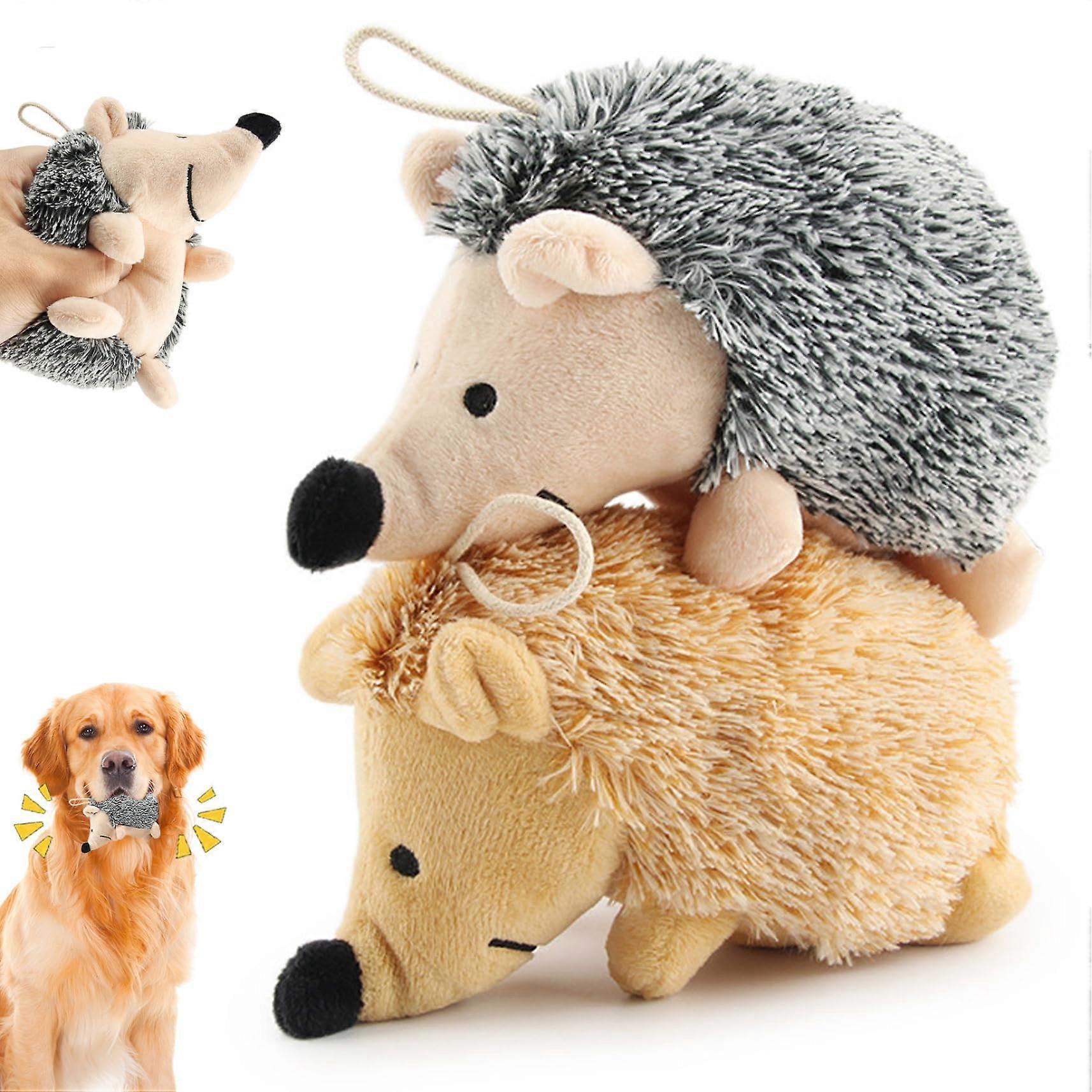 Dog Chew Toy 2-Pack Hedgehog Plush, Built-In Squeaker, Bite-Resistant Indestructible Interactive Toy For Dogs