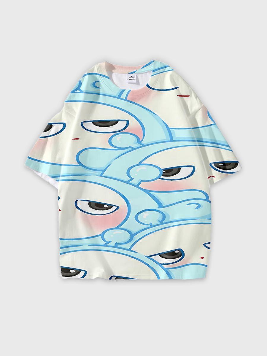 T-shirt round neck Pattern loose short sleeve C2500