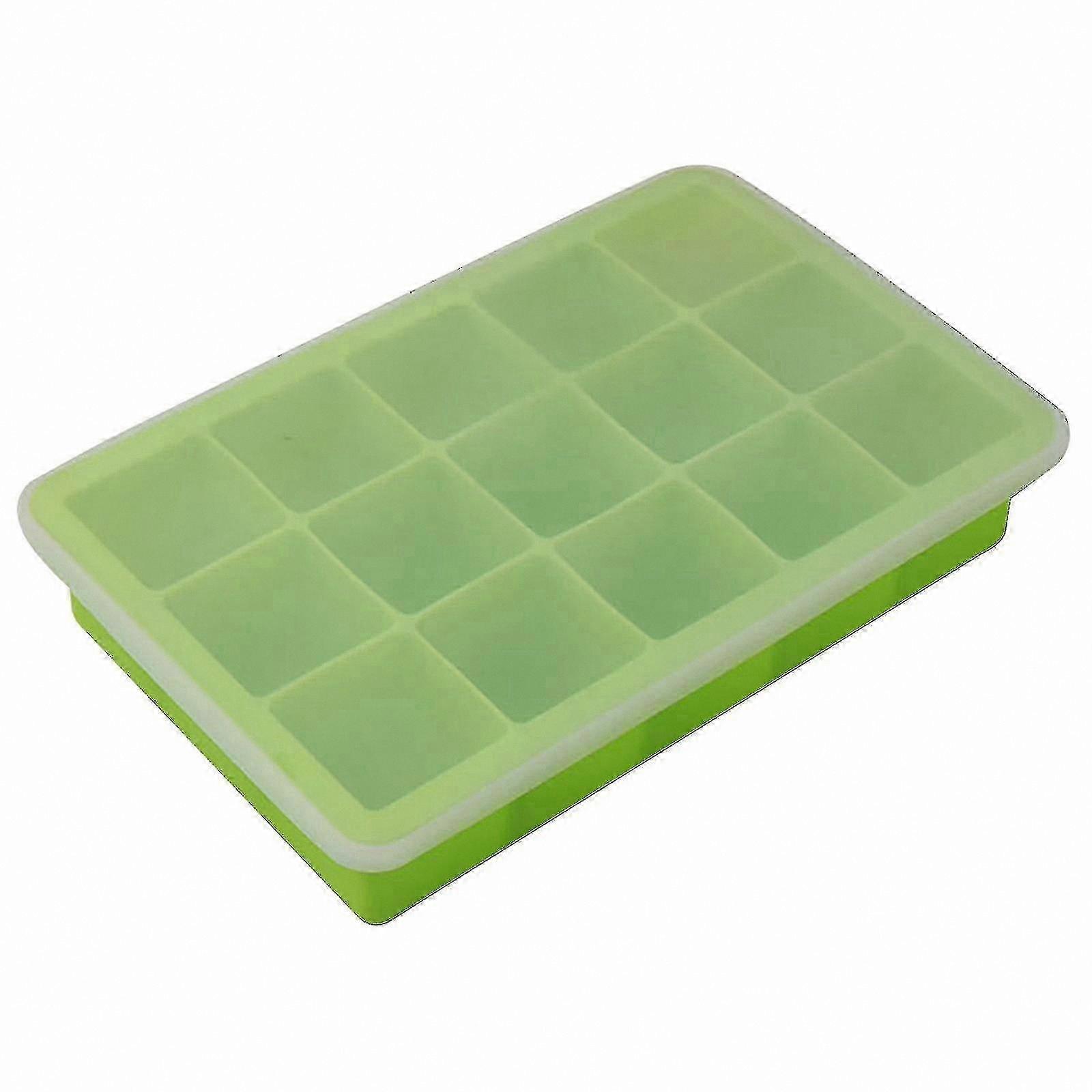 15-Cube Silicone Ice Tray with Lid, Flexible Mold for Easy Release and Storage