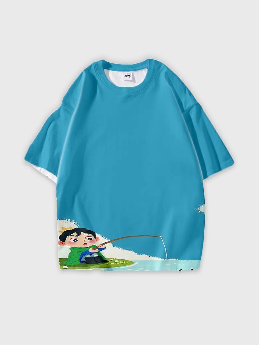 T-shirt round neck Cartoon Pattern loose short sleeve C2002