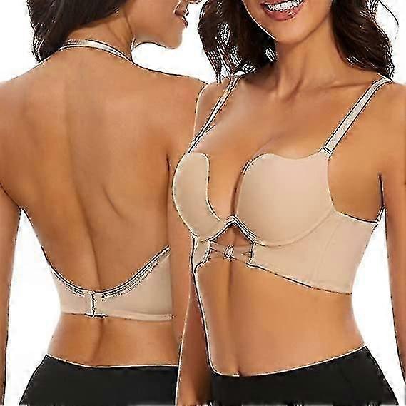 Women's Deep V Plunge Push-Up Bra with Multiway Convertible Options and Wire Lifting Support