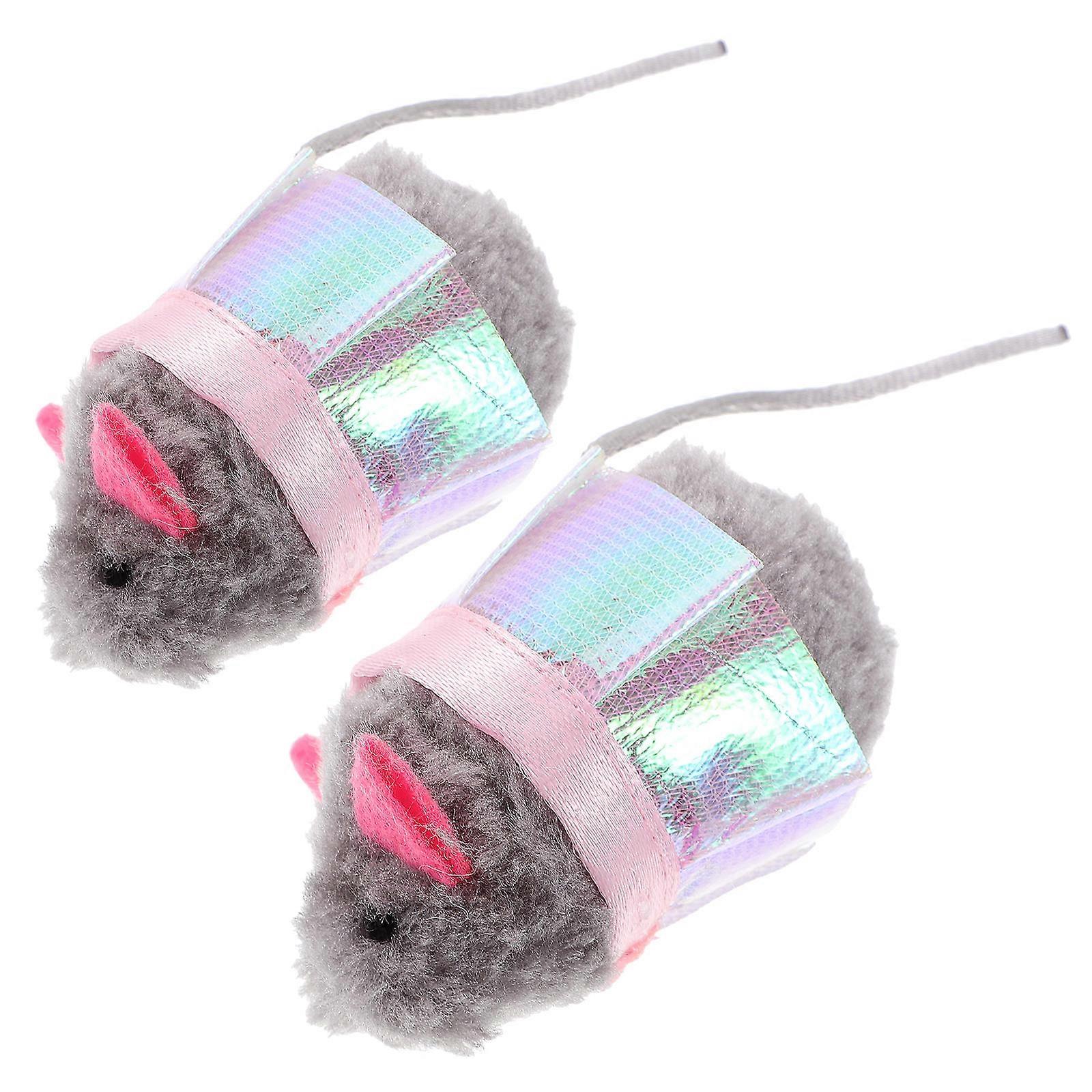 Interactive Kitten Toys Cat Toy Mouse Shaped Pink Color Stress Relief Physical Exercise 2Pcs