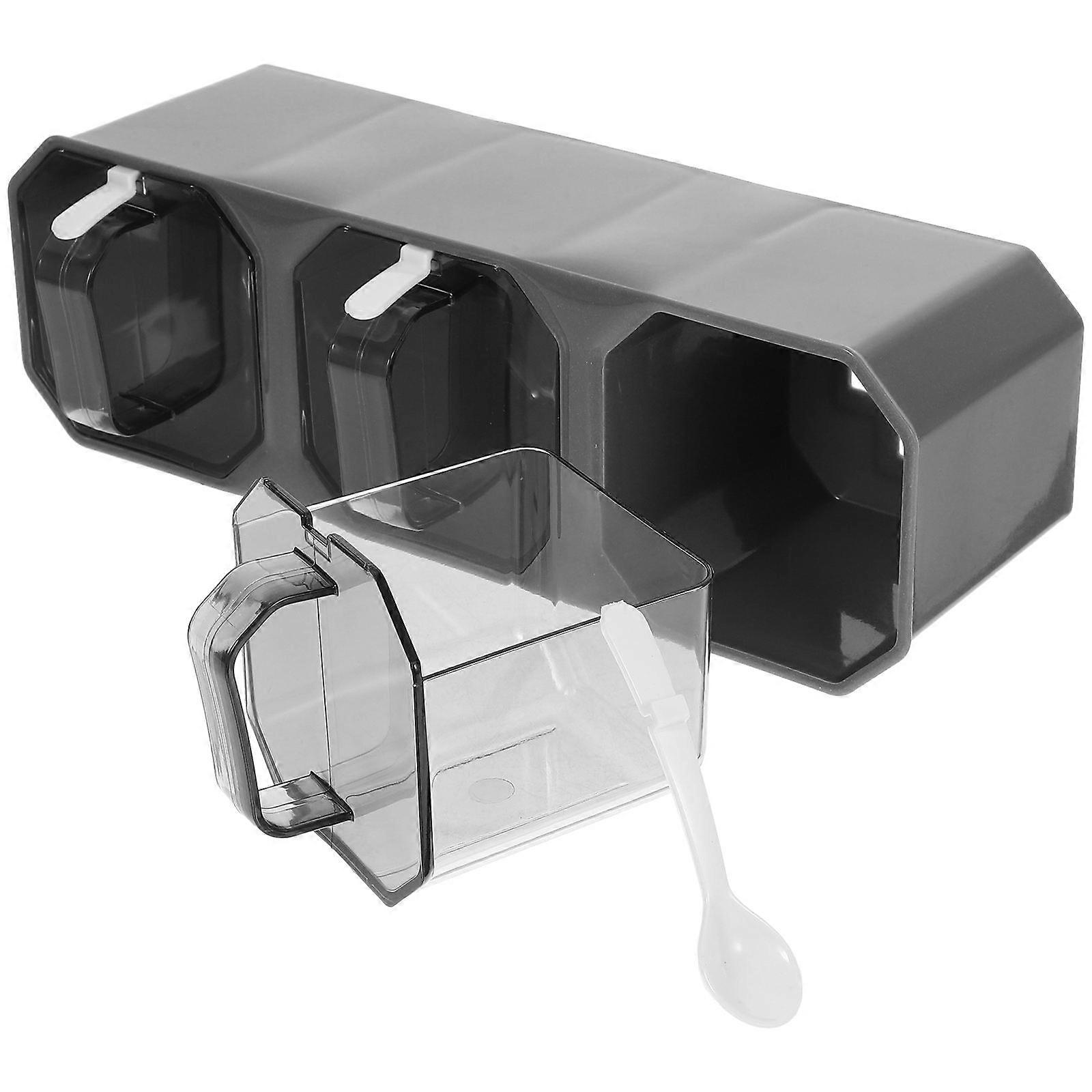Compact Spice Container with 3Grid Design for Kitchen Use Made of in Dark Grey Each Compartment Holds 400ml