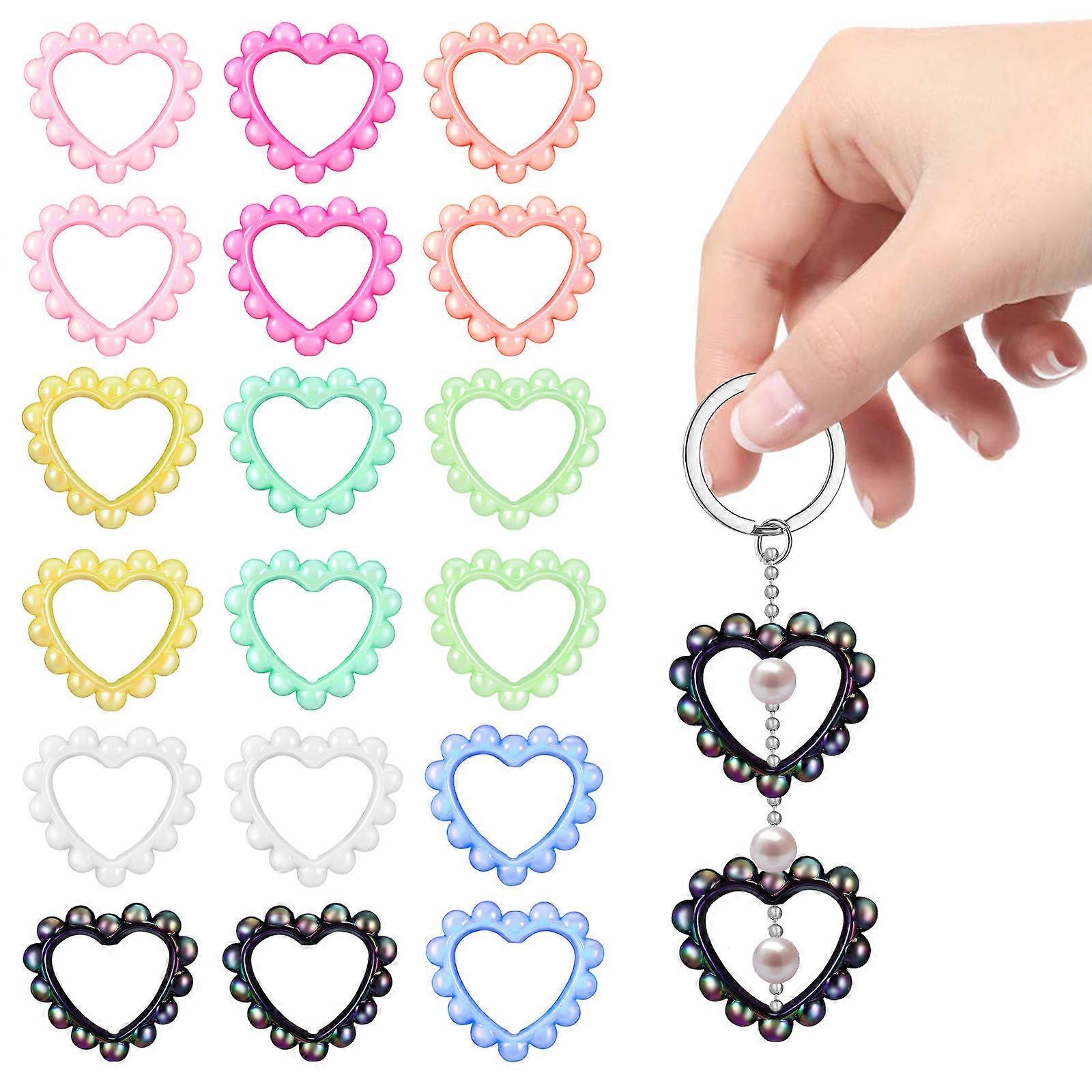 Heart Acrylic Focal Frames – 18pcs Lightweight & Sturdy Beadable Ornaments for DIY Jewelry, Keychains & Creative Decor