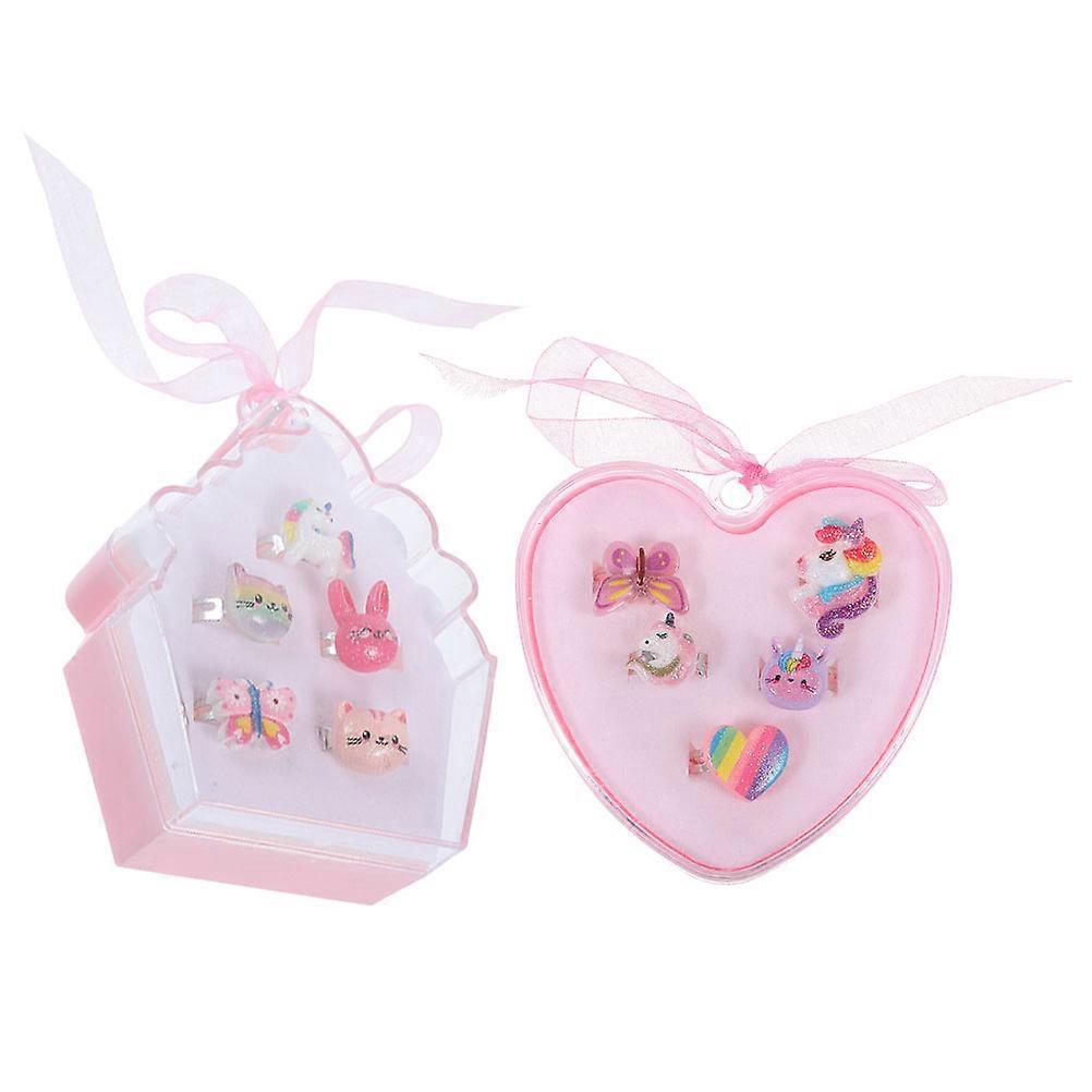 Adorable Adjustable Cartoon Ring Set with Storage Box – Unicorn, Cat & for Playtime & Special Occasions