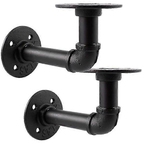 2 pcs Pipe Shelf Brackets Set Iron Pipe Brackets Industrial Pipe Brackets Floating Shelf B