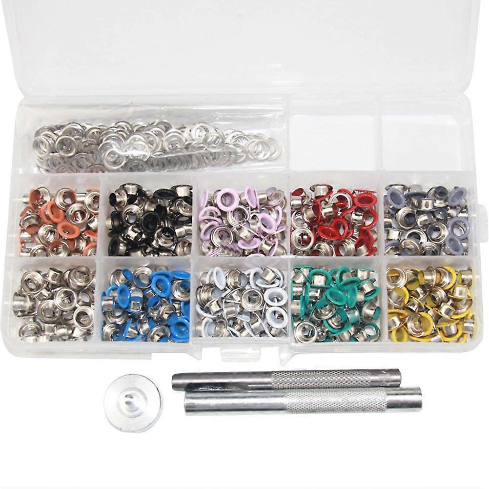 400pcs 5mm Grommets Kit Eyelets Button and Install Tool Multipurpose Punching Tool Kit Handbag for Shoes Clothes Crafts