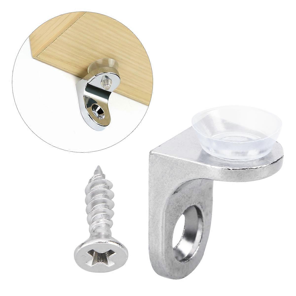 10pcs Zinc Alloy Shelf Brackets with Glass Wooden Supports Round Shelf Pegs Suction Cups and Screws
