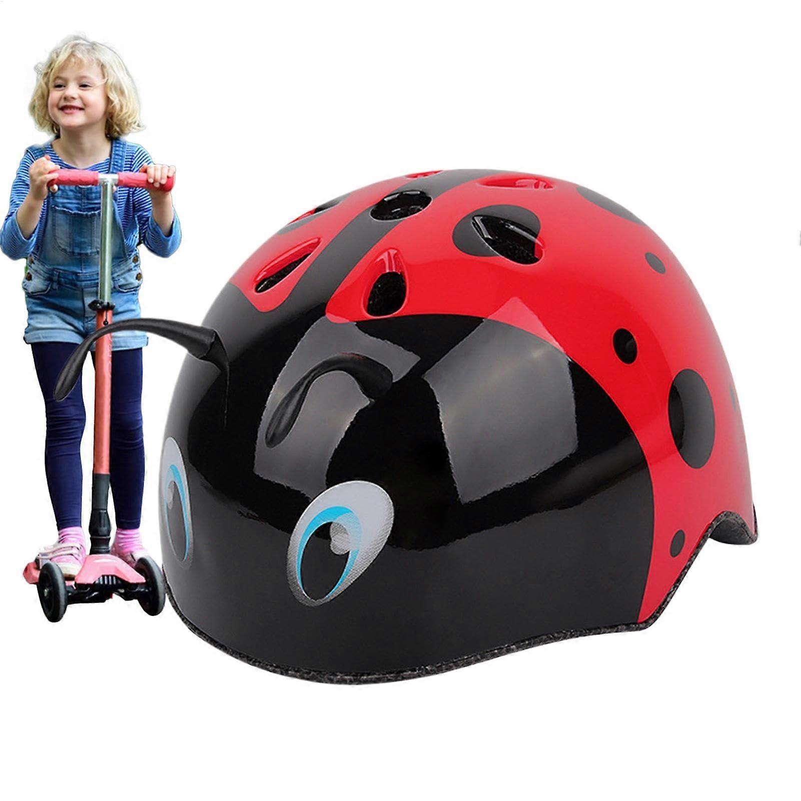 Skateboard Helmet for Kids in 3D Ladybug Design | Adjustable, Lightweight, Removable Padding, Size Small