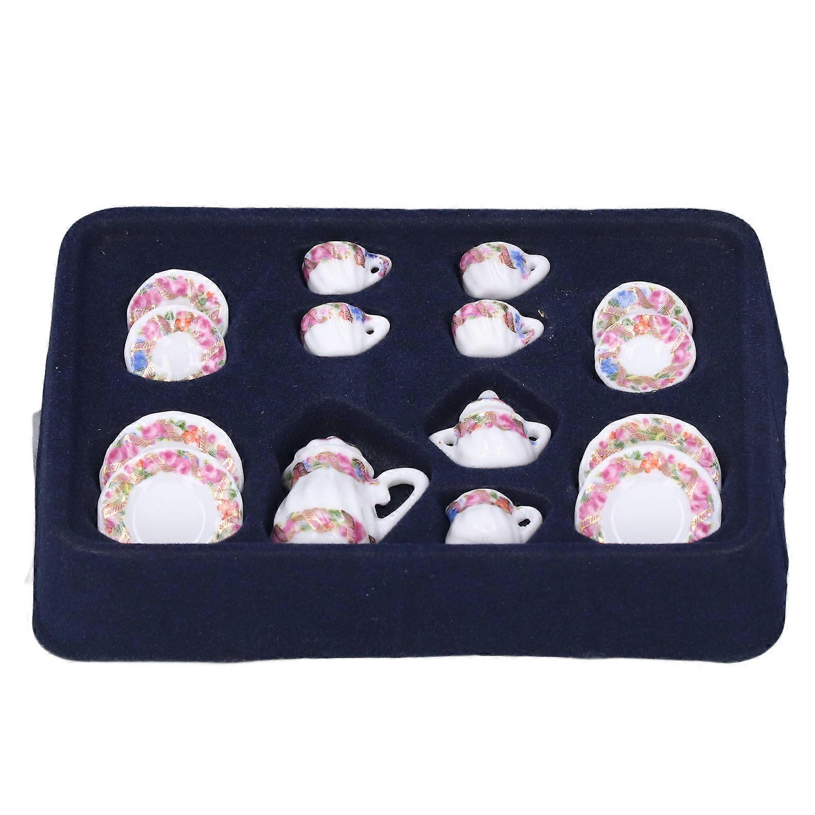 Mini Tea Set Model 1:12 Simulation Life Scene Ceramic Material Textured Odorless Miniature Dollhouse Accessories