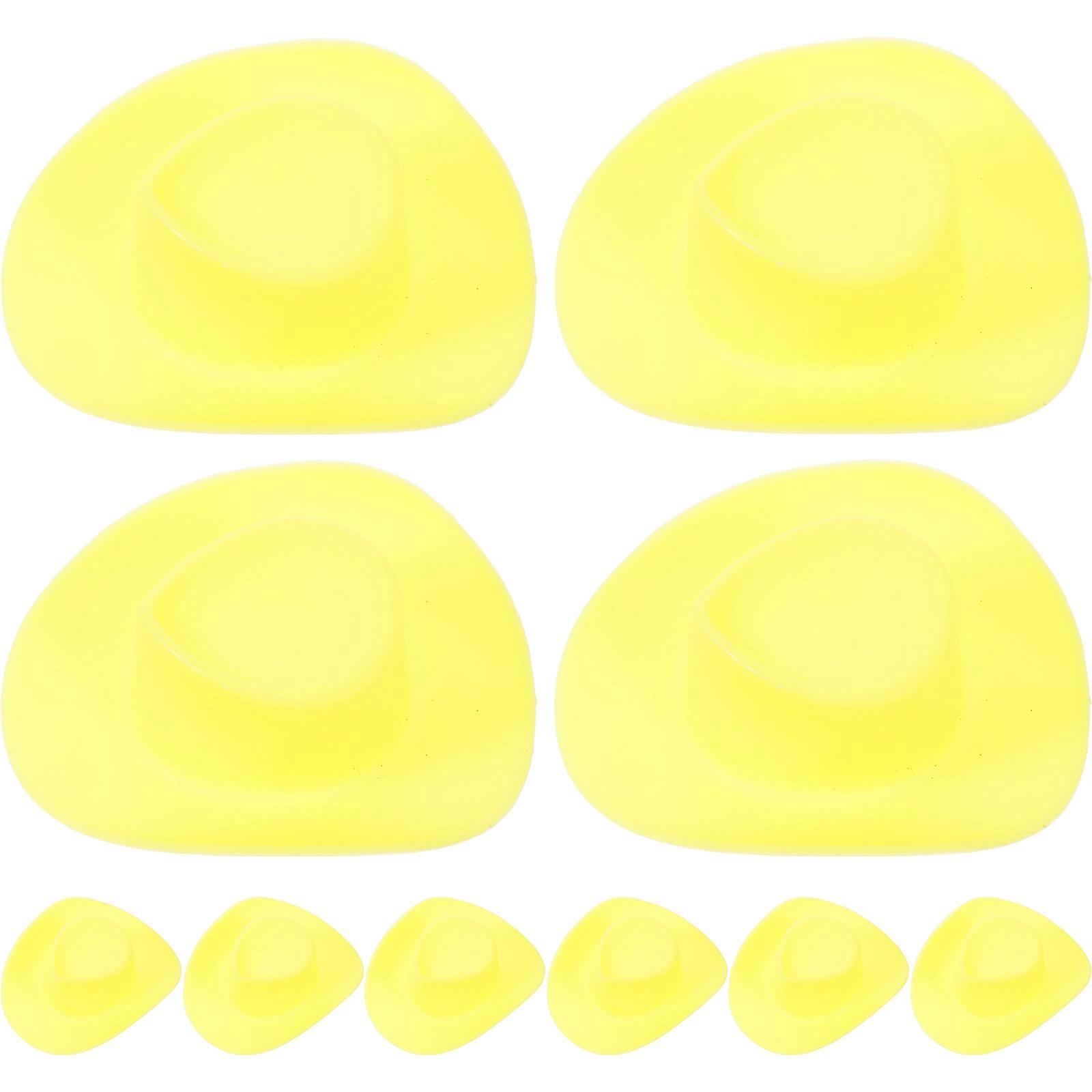 Western Theme Miniature Hats 10Pcs Adorable Craft Dolls Accessories Crafted From Lightweight Yellow Plastic For DIY Decoration