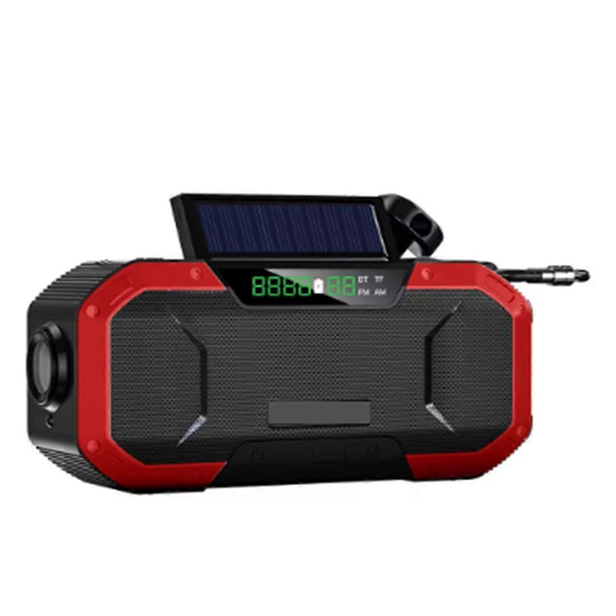 Hand Crank Solar Radio Bluetooth-Compatible Speaker Red