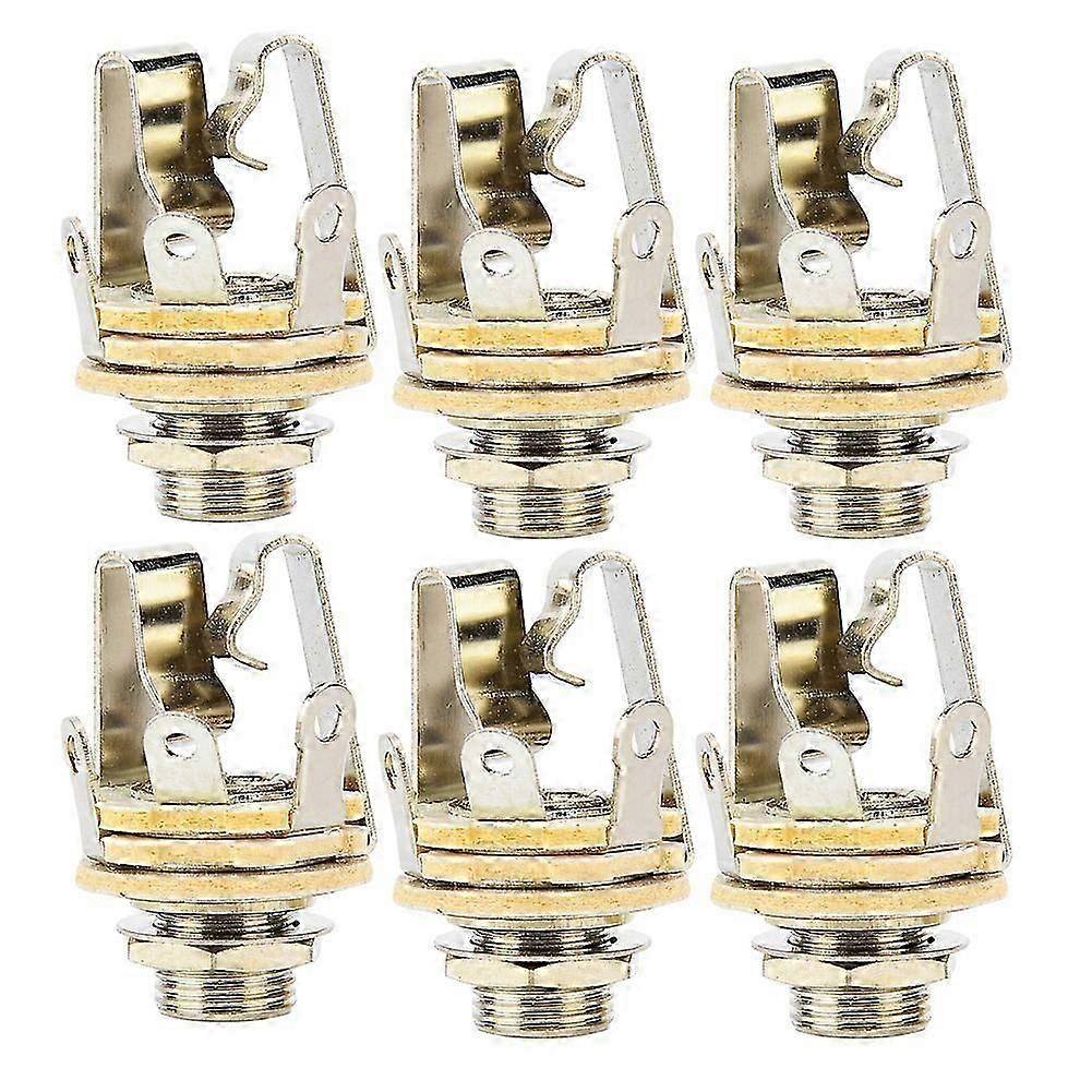 6 Pcs Dual Channel Guitar Jack Plug Socket  Bass Jack Socket 6.35mm Replacement Part