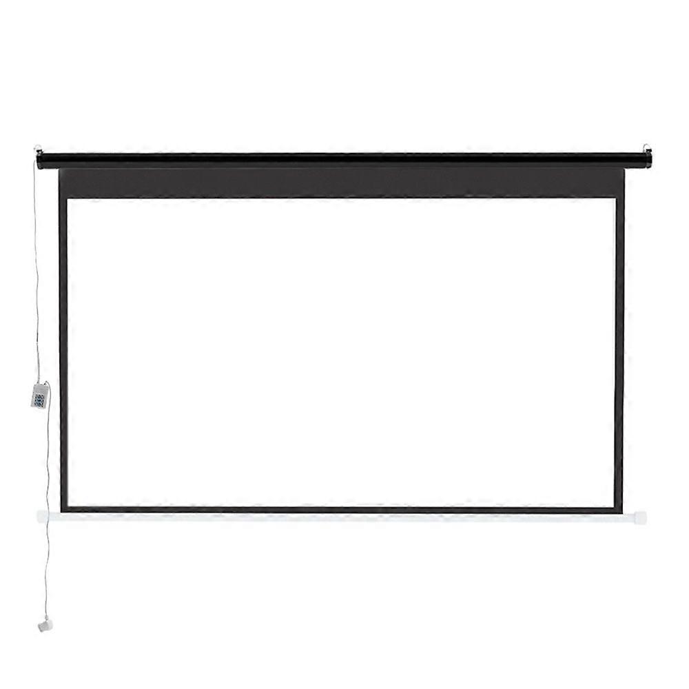 16:9 Electric Motorized Projector Screen with Remote,White