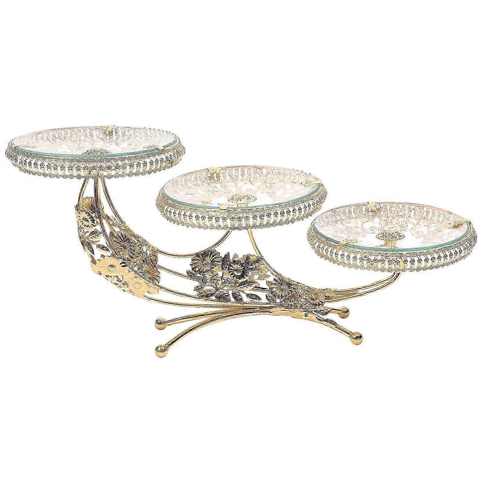 1Pc Entry Crystal Glass Fruit Display Plate Candy Cake Tray (golden)