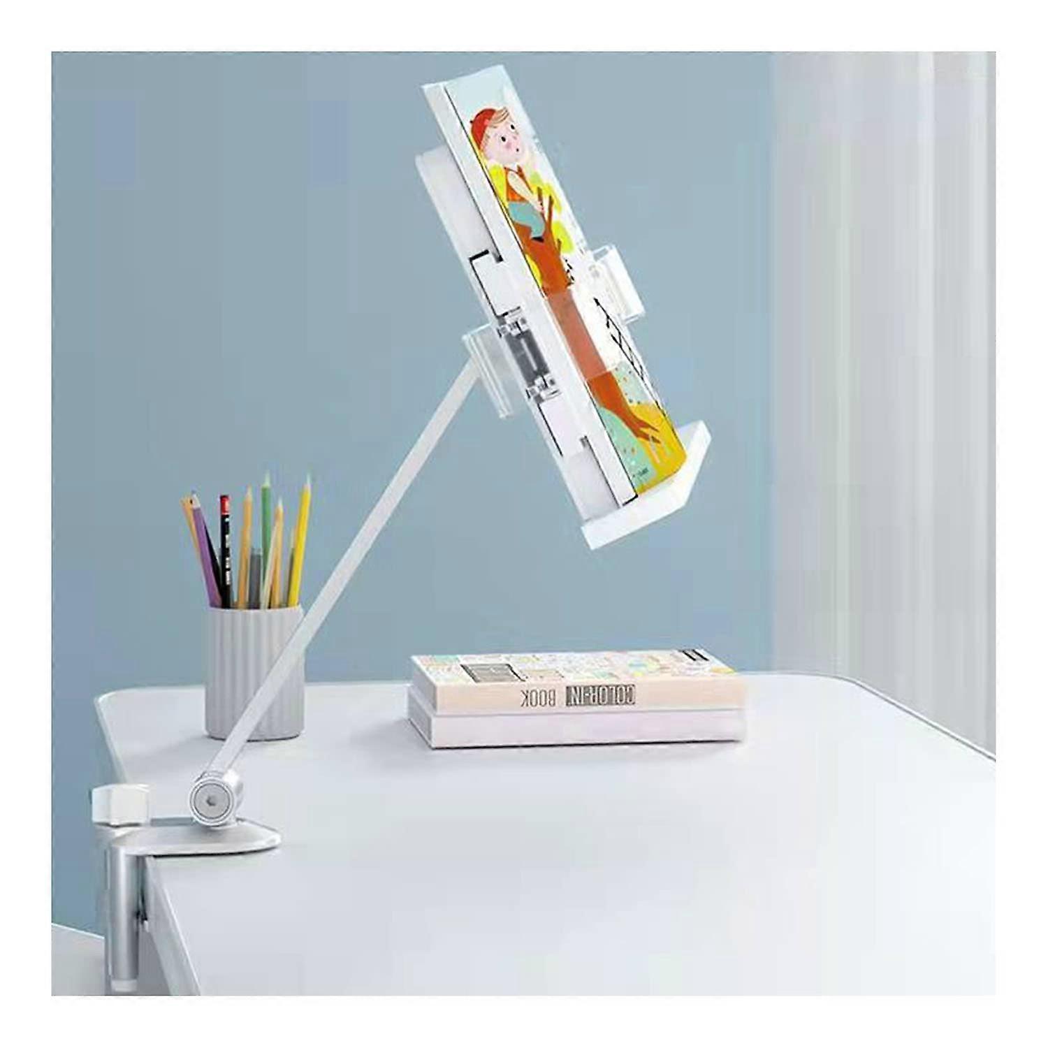 Book Stand for Reading, 026cm Height and 150° Angle Adjustable, 360° Rotating Reading Holder with Clamp for Hands Reading, Desktop Cookbook Tray