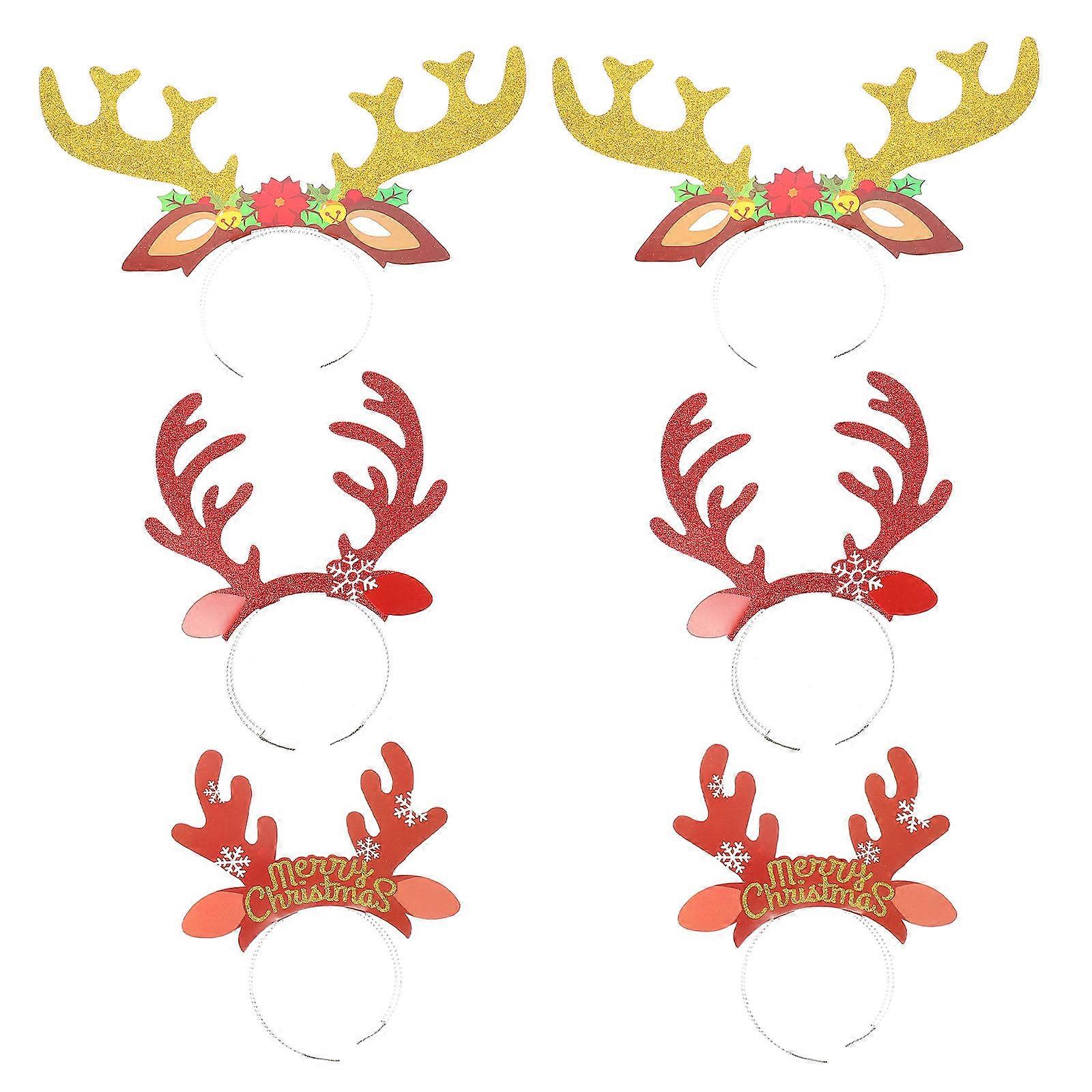 Tiara de Natal com Chifres para Decoração de Cabelo, 6 Unidades, Cores Sortidas.