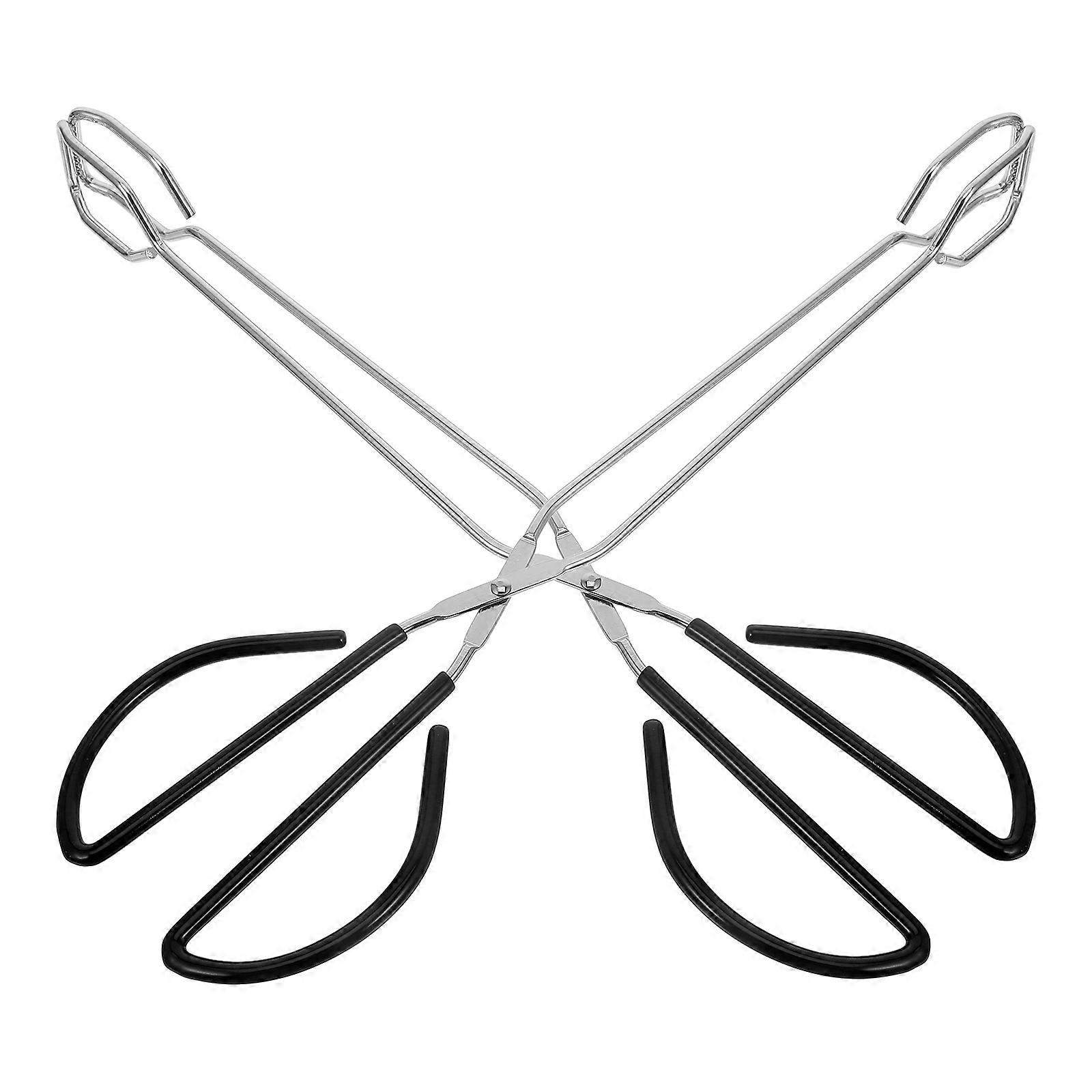 Multi-Use Food Clips 2Pcs Stainless Steel Clips For Cooking Grilling And Serving Black Color One-Piece Structure