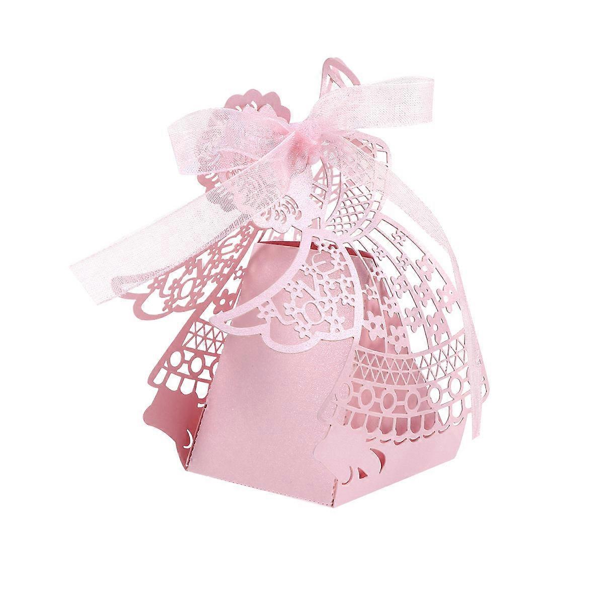 Pink Paper Chocolate Boxes for Wedding Favors and Candy Gifts 50pcs Easy to Assemble