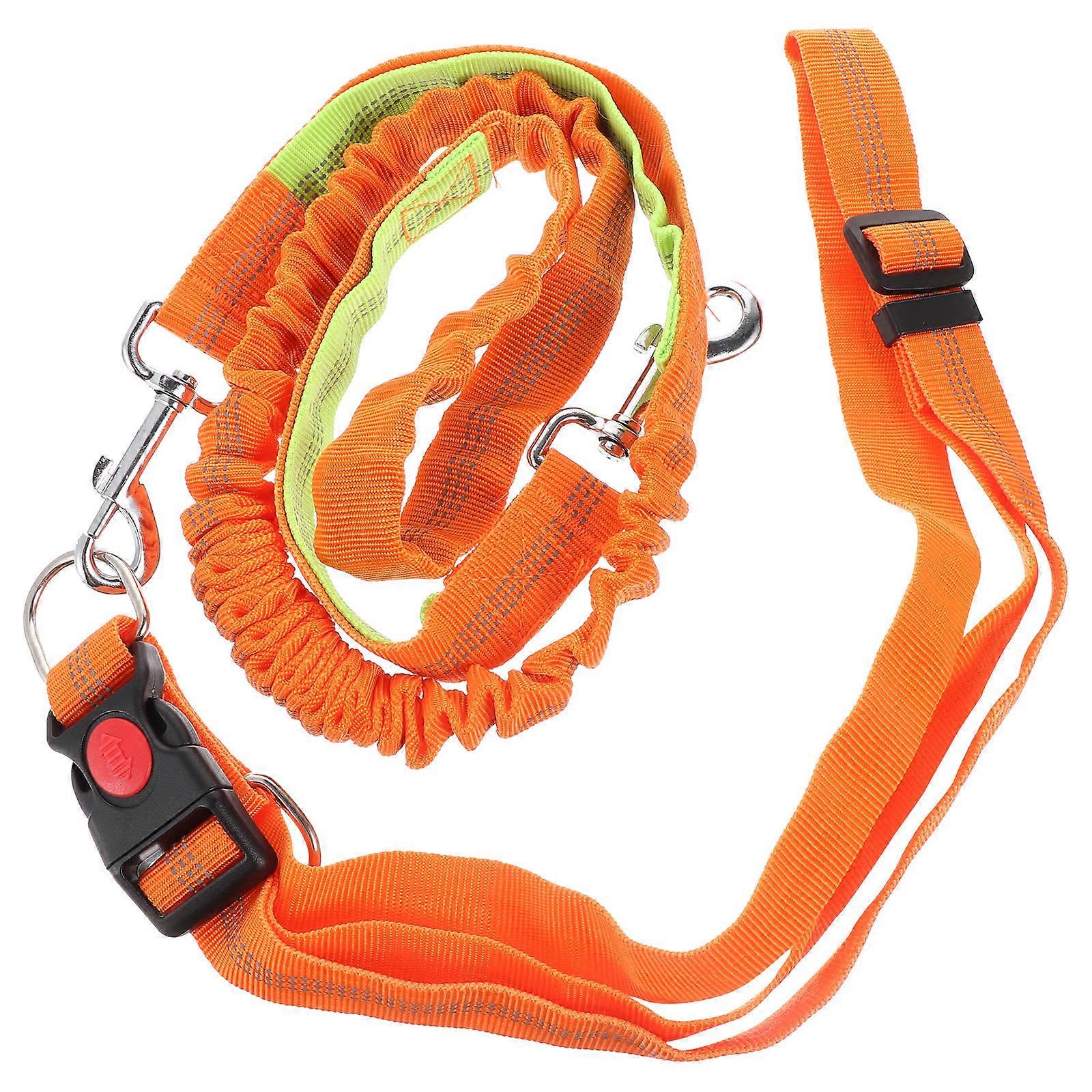 Durable Elastic Traction Rope For Dogs Pet Supplies Suitable For Nighttime Use Made Of Orange Nylon With Safety Features 1 Set