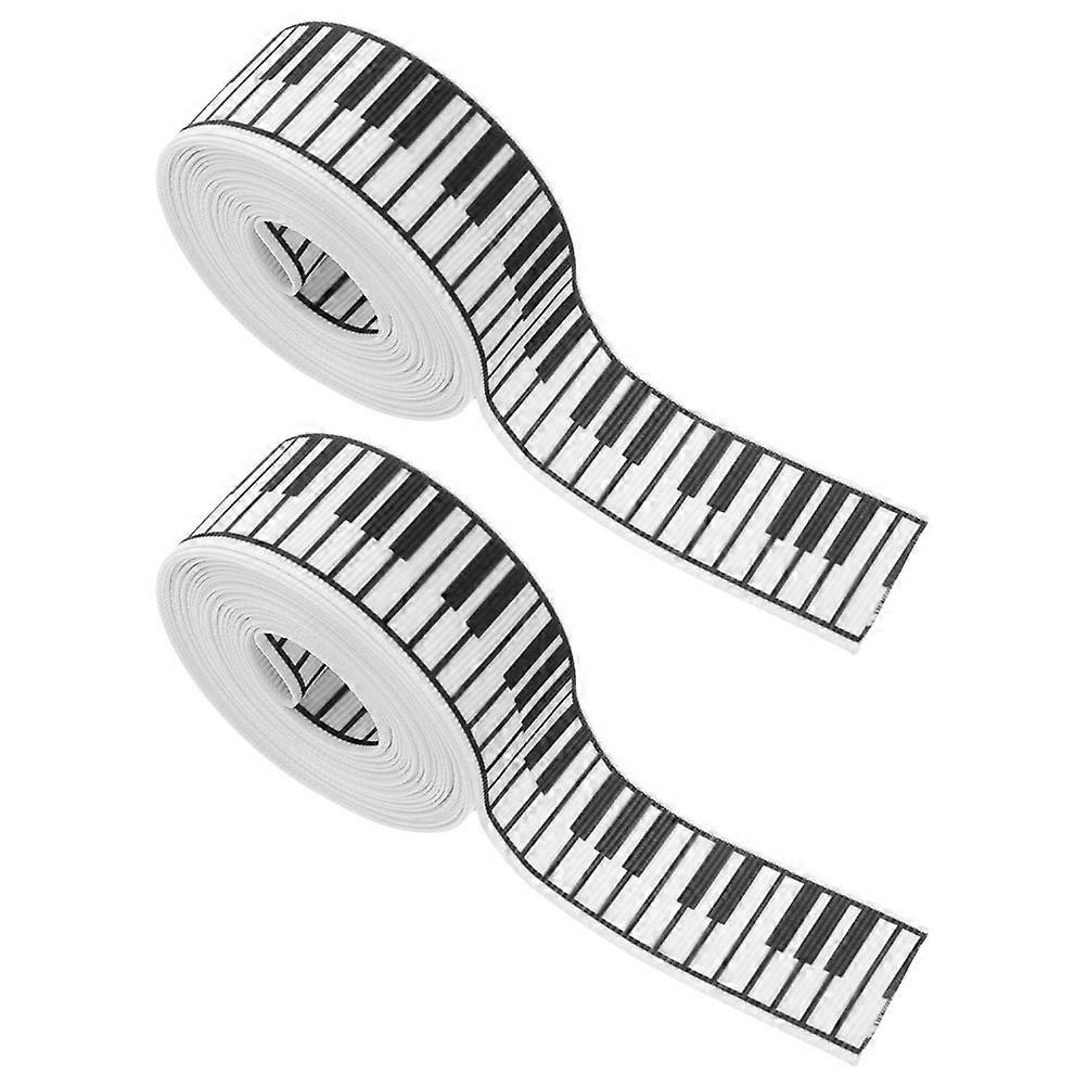 Piano Music Ribbon Decorative Ribbon for Birthday Parties 2 Rolls Polyester