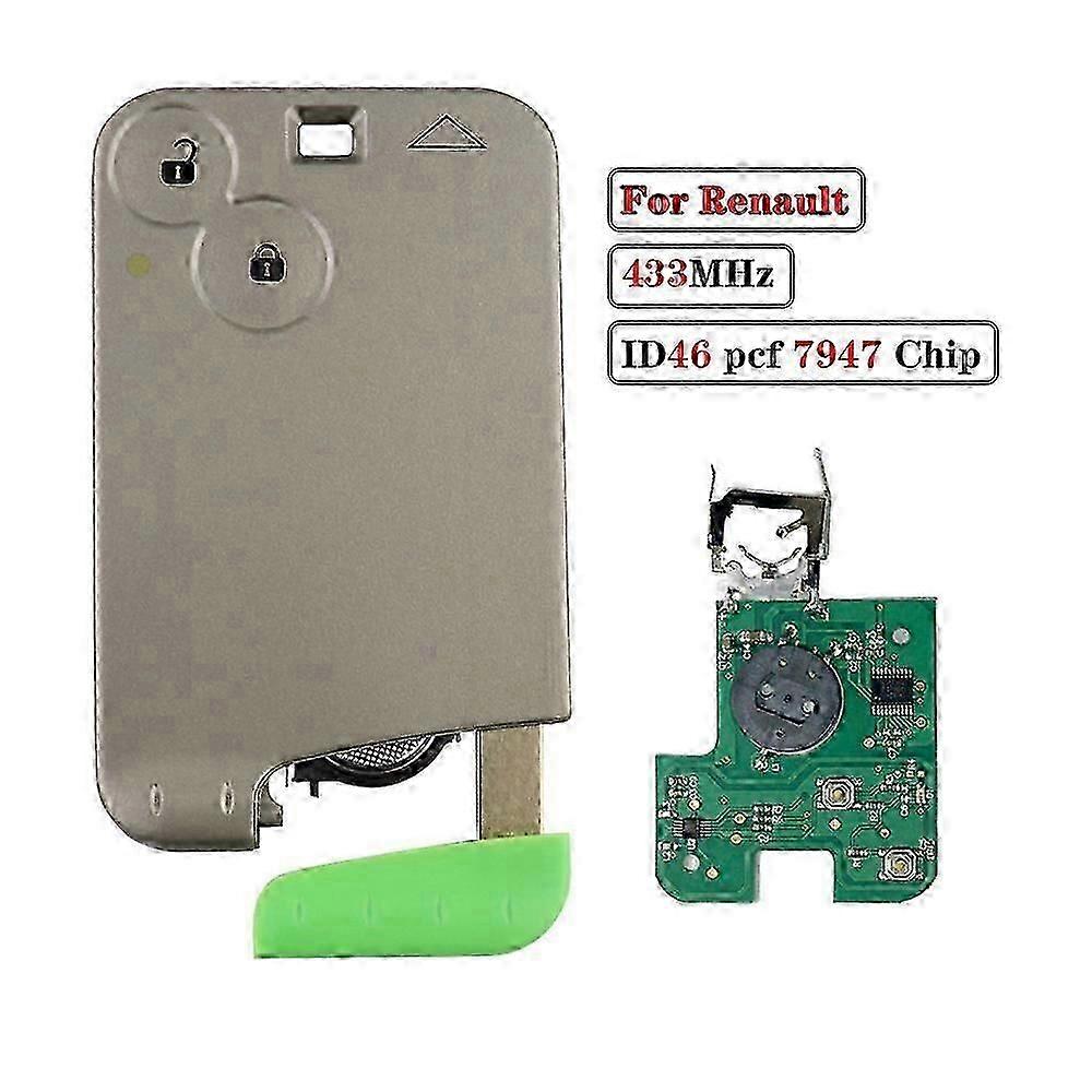 2 Button Remote Car Key For Renault Laguna Espace Velsatis 2001-2006 Auto Fob Smart Card Keyless Entry ID46 PCF7947 Chip