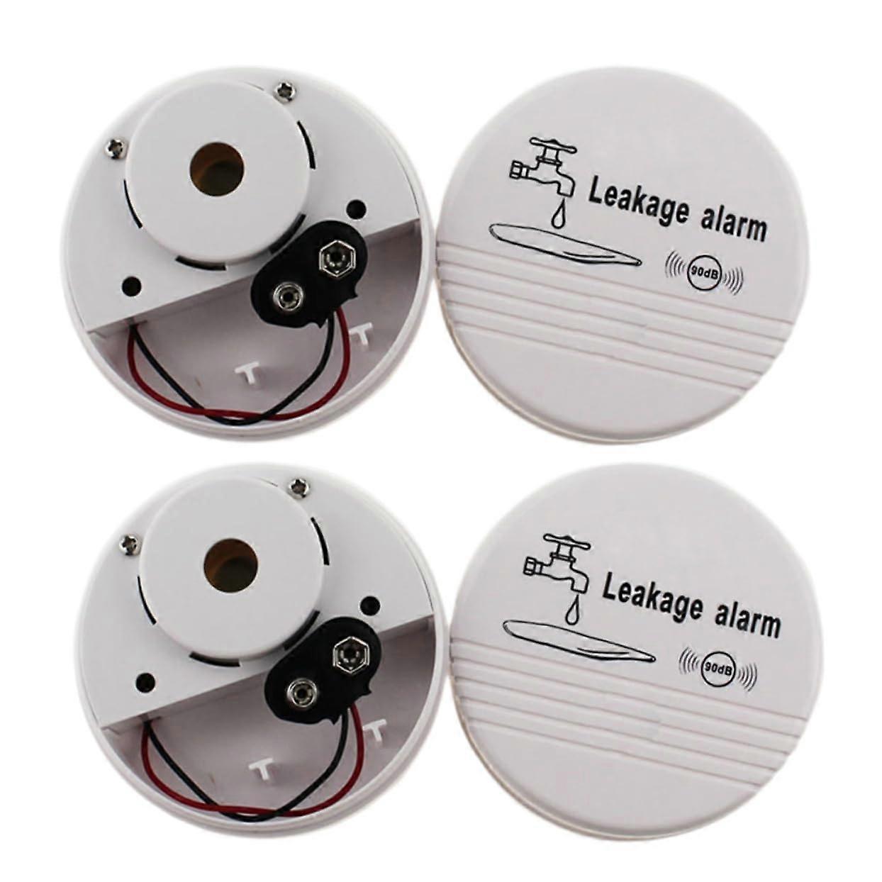 Pack of 2 AntiLeak Alarm Water Sensor for Home ABS White
