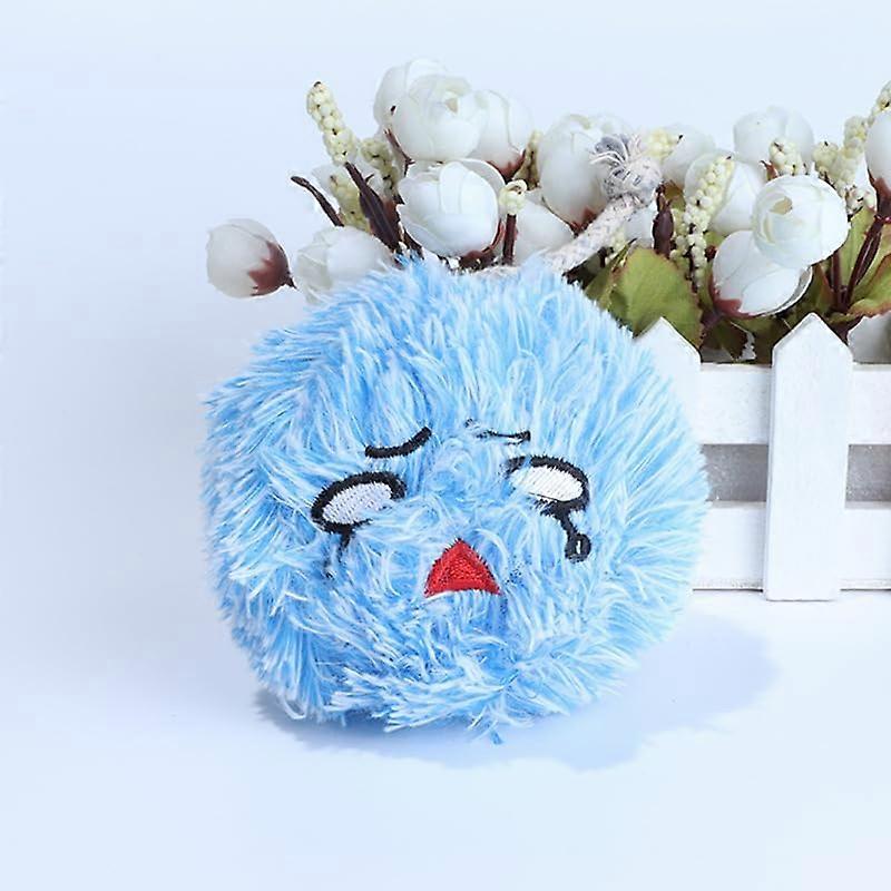Plush Dog Chew Toy: Interactive Squeaky Ball, 10 cm, Blue, Durable Plush Dental Cleaning Toy for Small to Medium Dogs