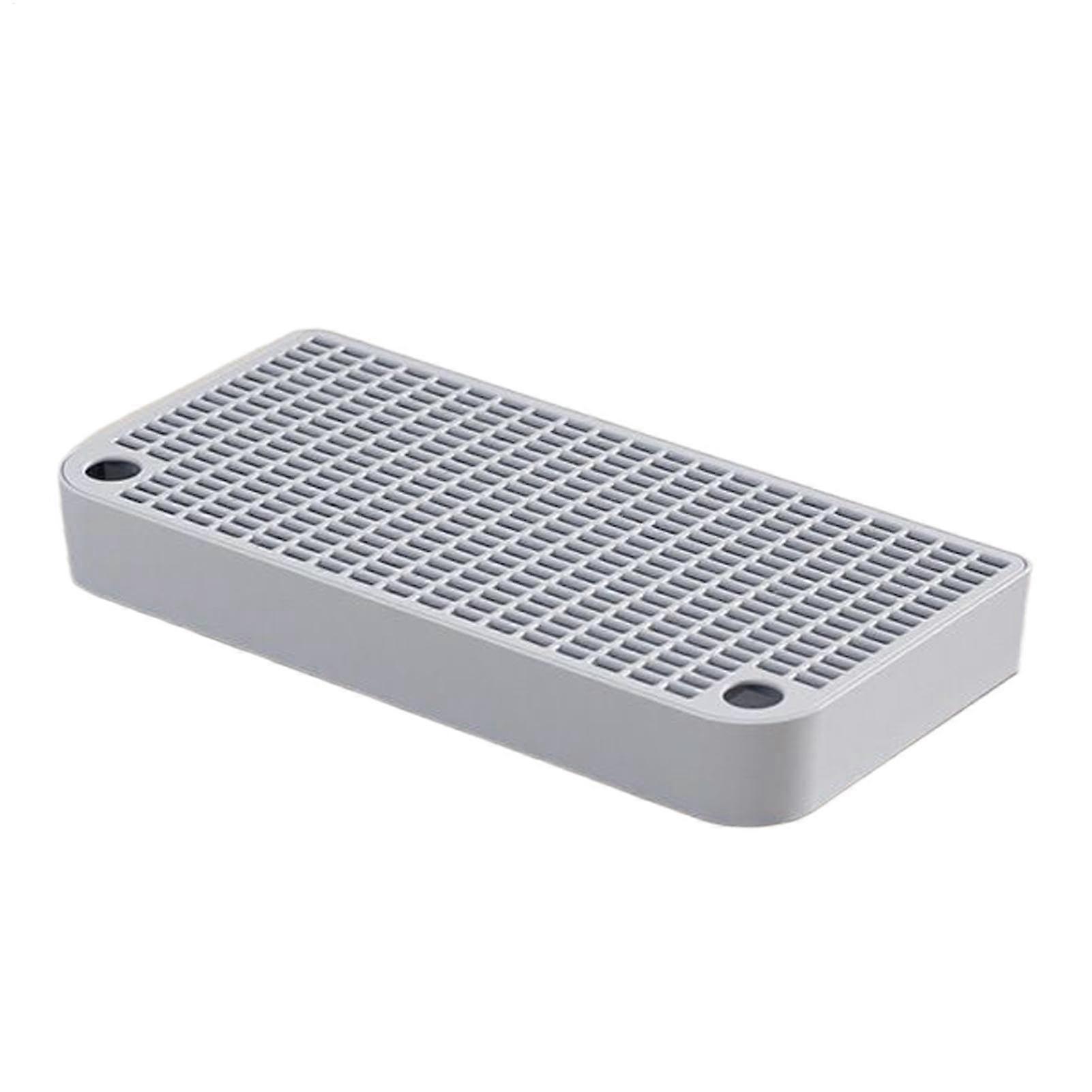 Cat Litter Box with Clumping Litter Station and Built-in Filter, Easy Clean Pet Toilet Ramp, 32 x 16 x 4 cm Light Grey