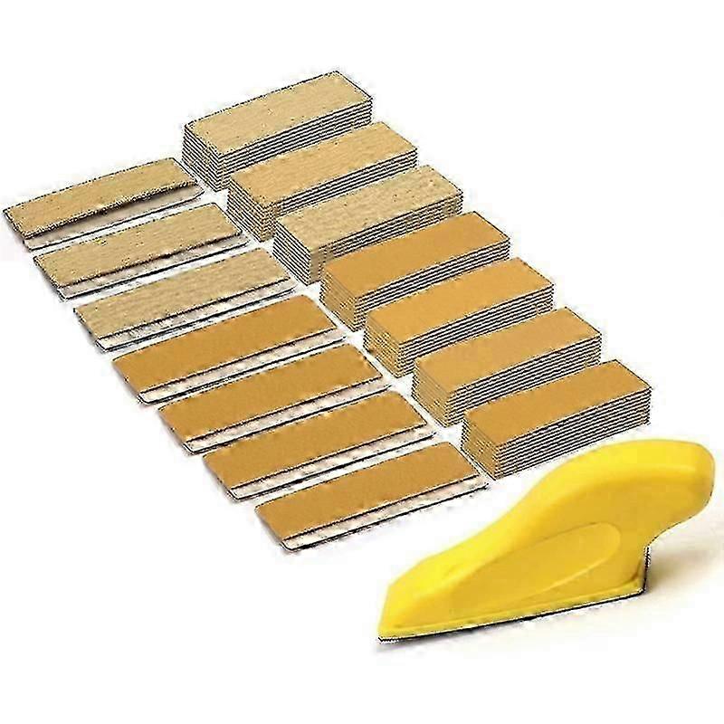 70Pc Sander Paper Kit,3.5X1In Hand Sanding Block!ZZ13
