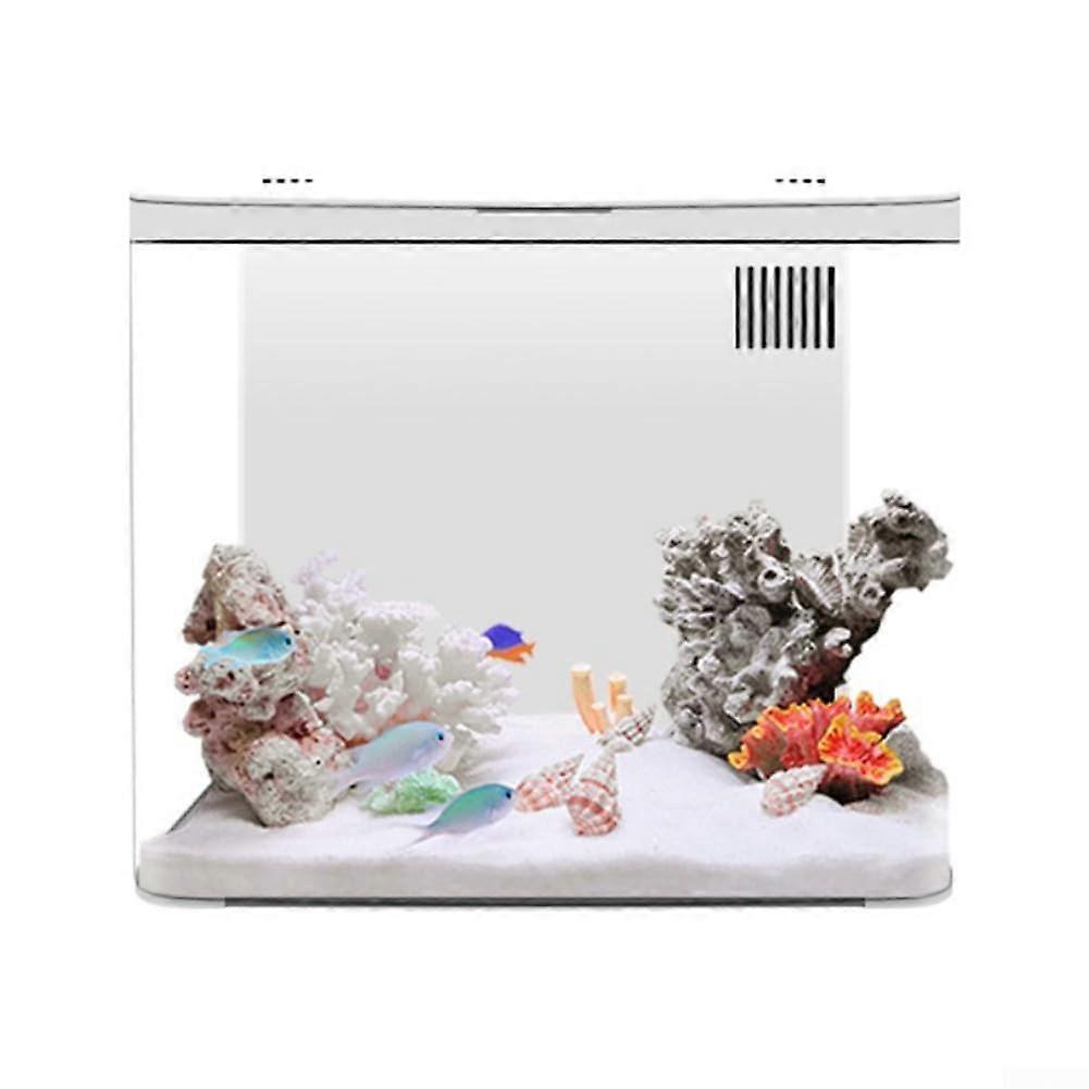 Mini Aquarium Set with Three-Layer Filtration System, Adjustable White/Blue LED Light, Silent Pump, Acrylic Fish Tank for Home Decor, White