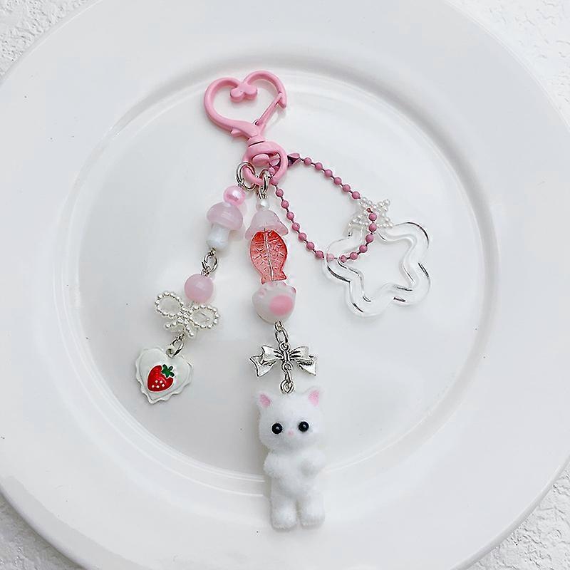 1pc Cute Keychain,Fuzzy Cat Keychain Aesthetic Y2K KeychainStylis