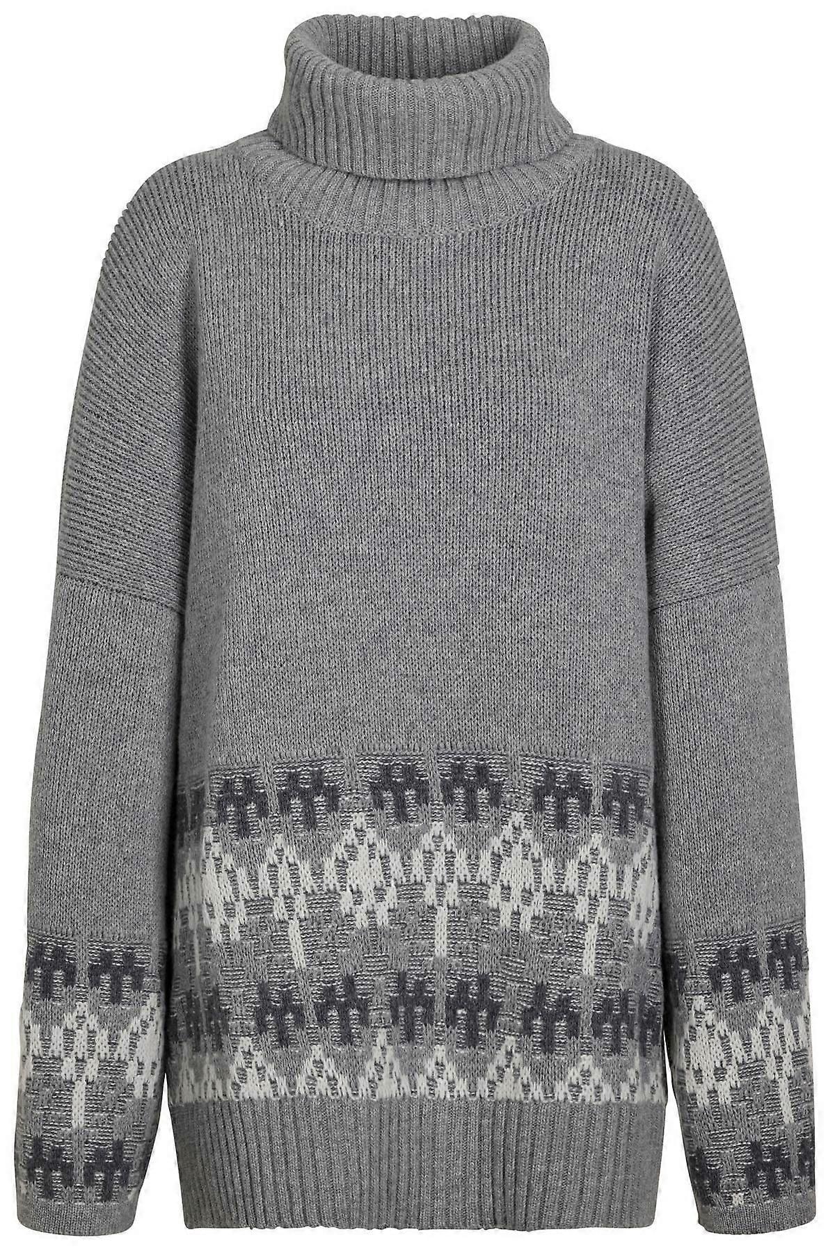 Falke Jacquard Roll Neck Sweater - Grey Mel