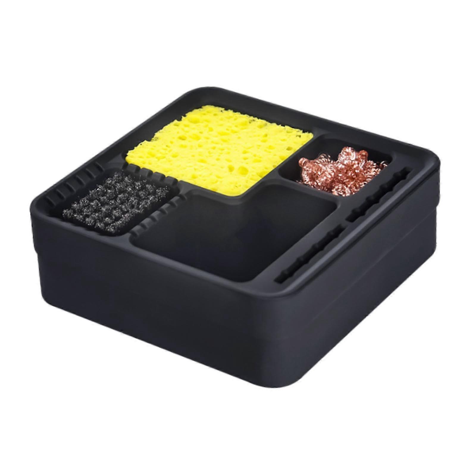 Zinn Schlacke Sammelbox for Solder Tips Cleaner, Soldering Sponge, Soldering Iron Stand, Black Storage Tray
