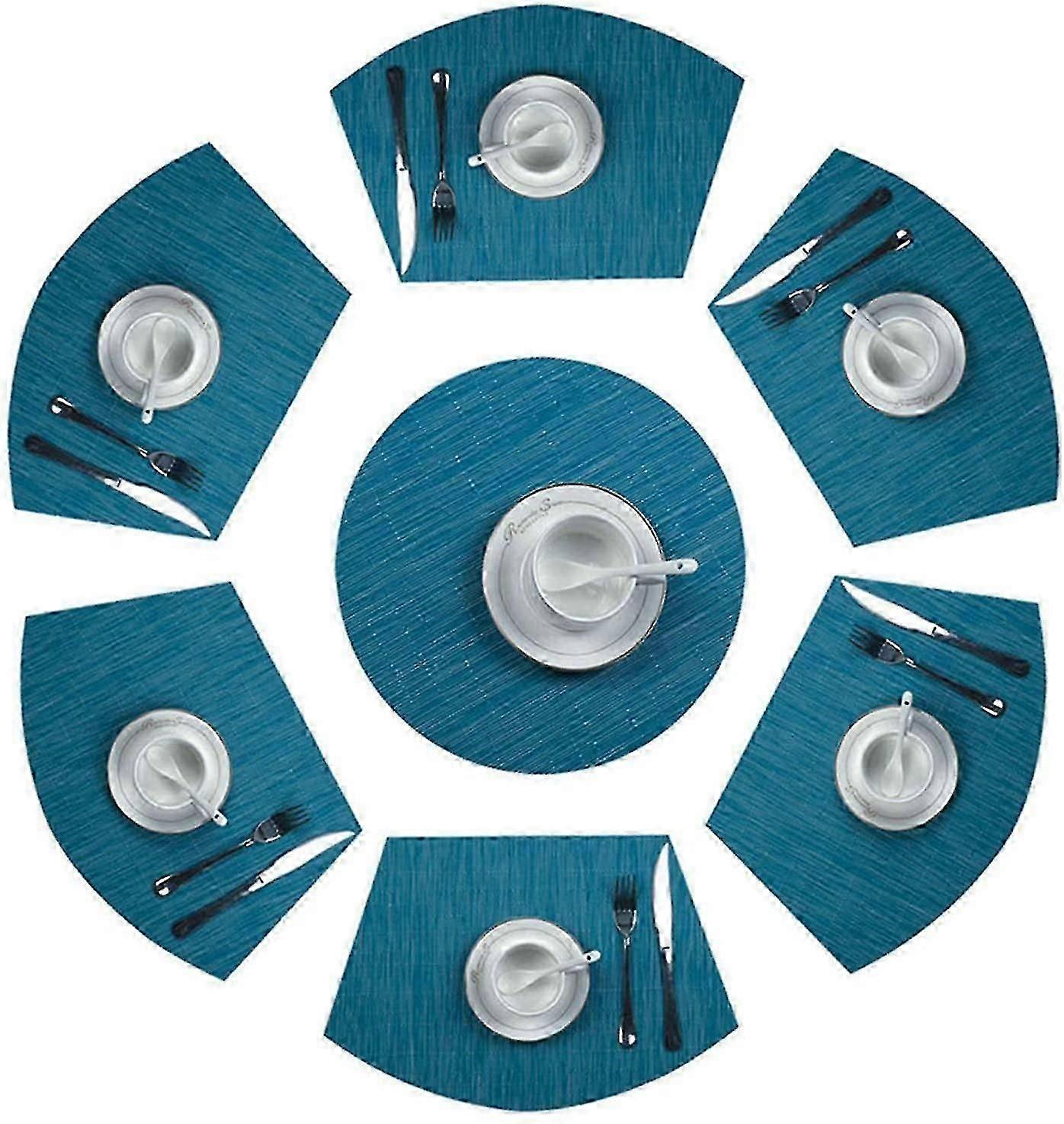 Round Placemats Set Of 7 Pvc Placemat Wedge Set Table Heat Resistant Washable