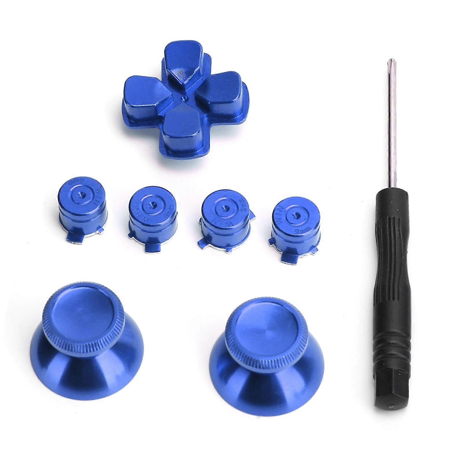 Metal Button Thumbstick Simulates Grip for PS4 Gamepad Controller Joystick ReplacementBlue 