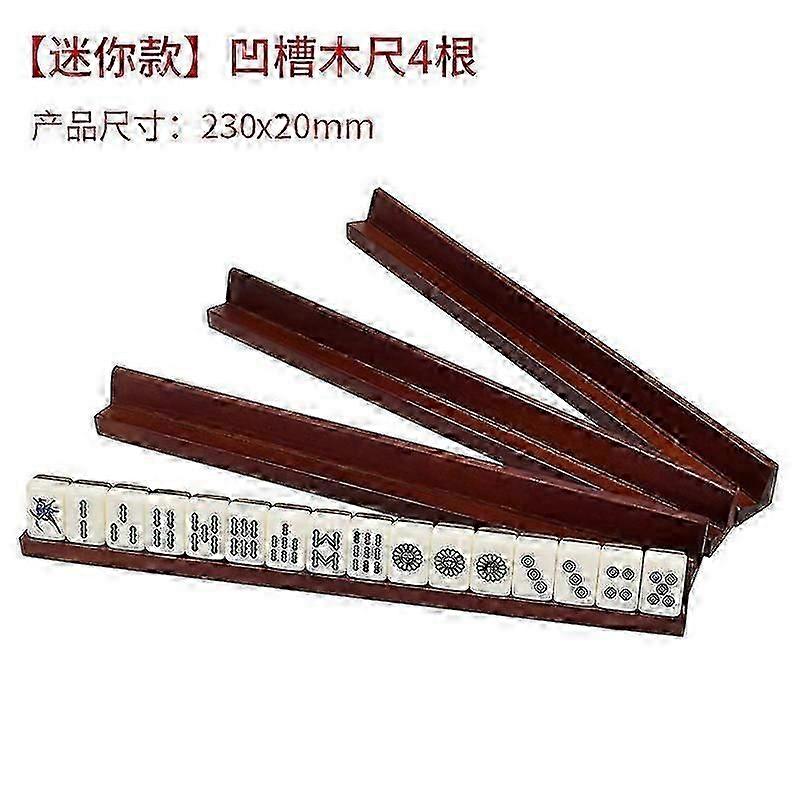 4pcs Wooden Mahjong Game Racks Wooden Push Tile Ruler Wooden Domino Trays Holders For Tile Movement Mahjong Enthusiasts