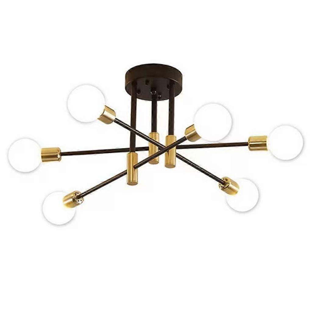 Modern 6-Light Ceiling Chandelier, Gold Mid-Century Style, E27 Base, Adjustable