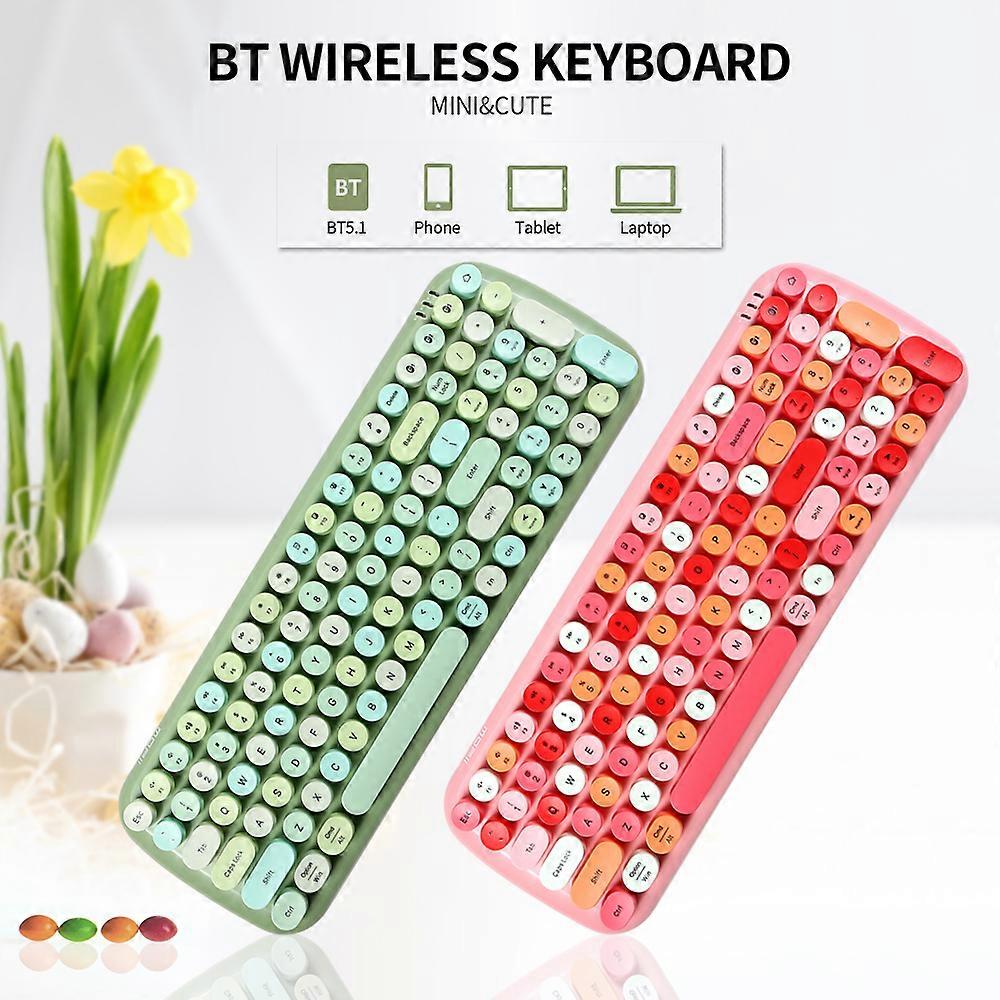 Mofii candy BT Wireless BT Keyboard Mixed Color 100 Key Circular Keycap Mini Portable Girls Keyboard for Phone/Tablet/Laptop Green