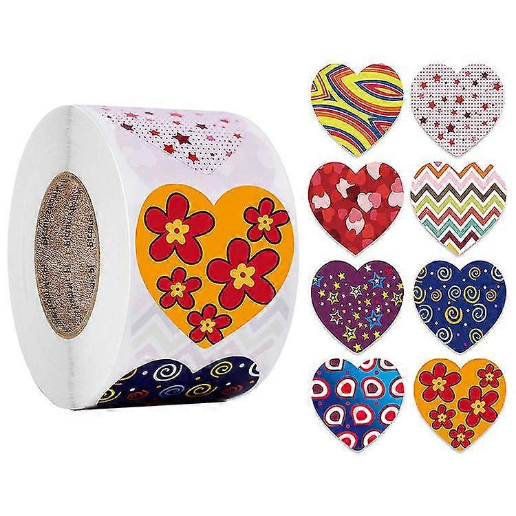2X500pcs 8 Kinds Of Colored Loving Heart Patterns Self-adhesive Pat...