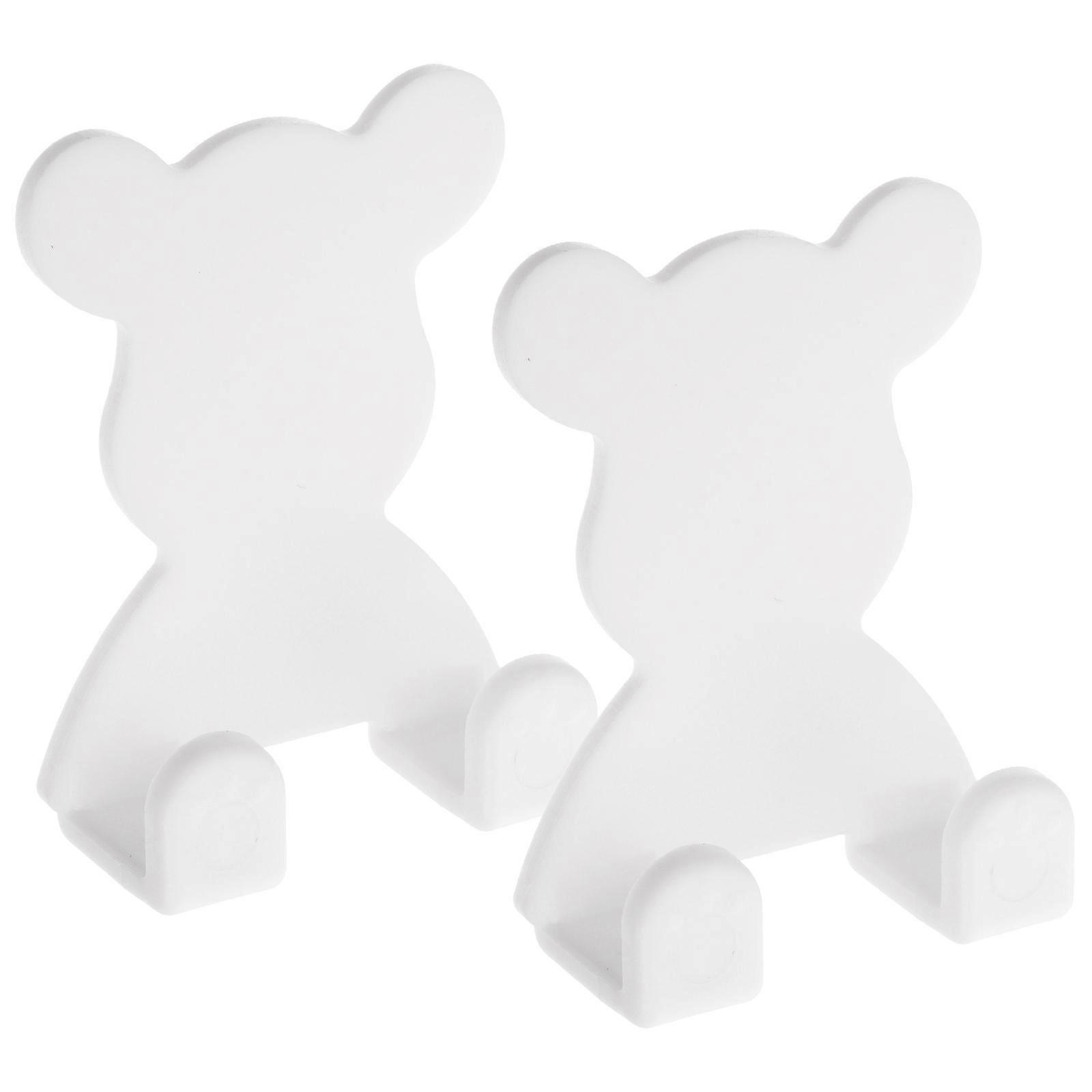 Bathroom Storage Organizer Holder Cartoon Bear Shape White Plastic Wall-Mounted Storage 2Pcs